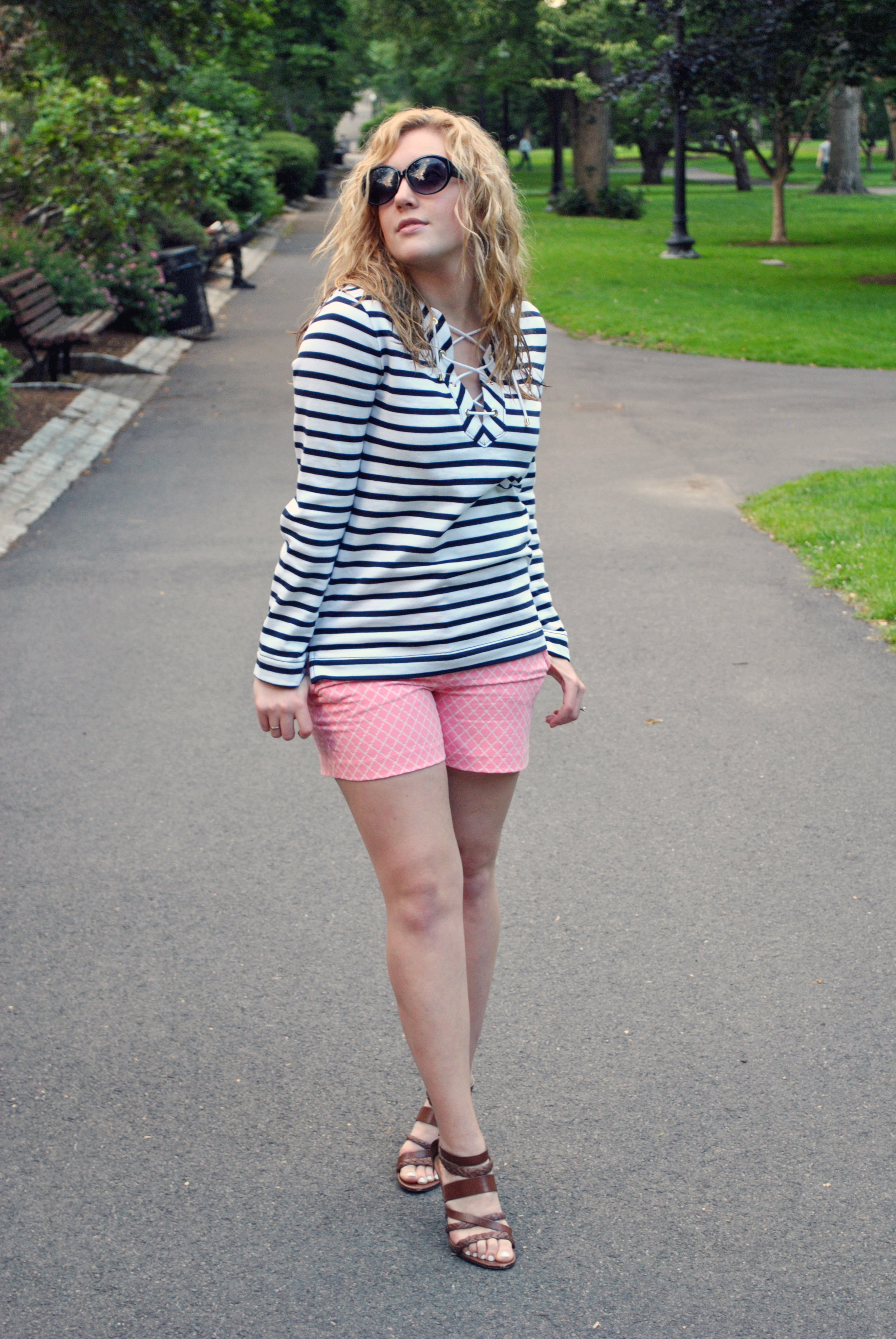 stripes // kate spade // diamond shorts // pink // navy // nautical // boston // thoughtuflwish