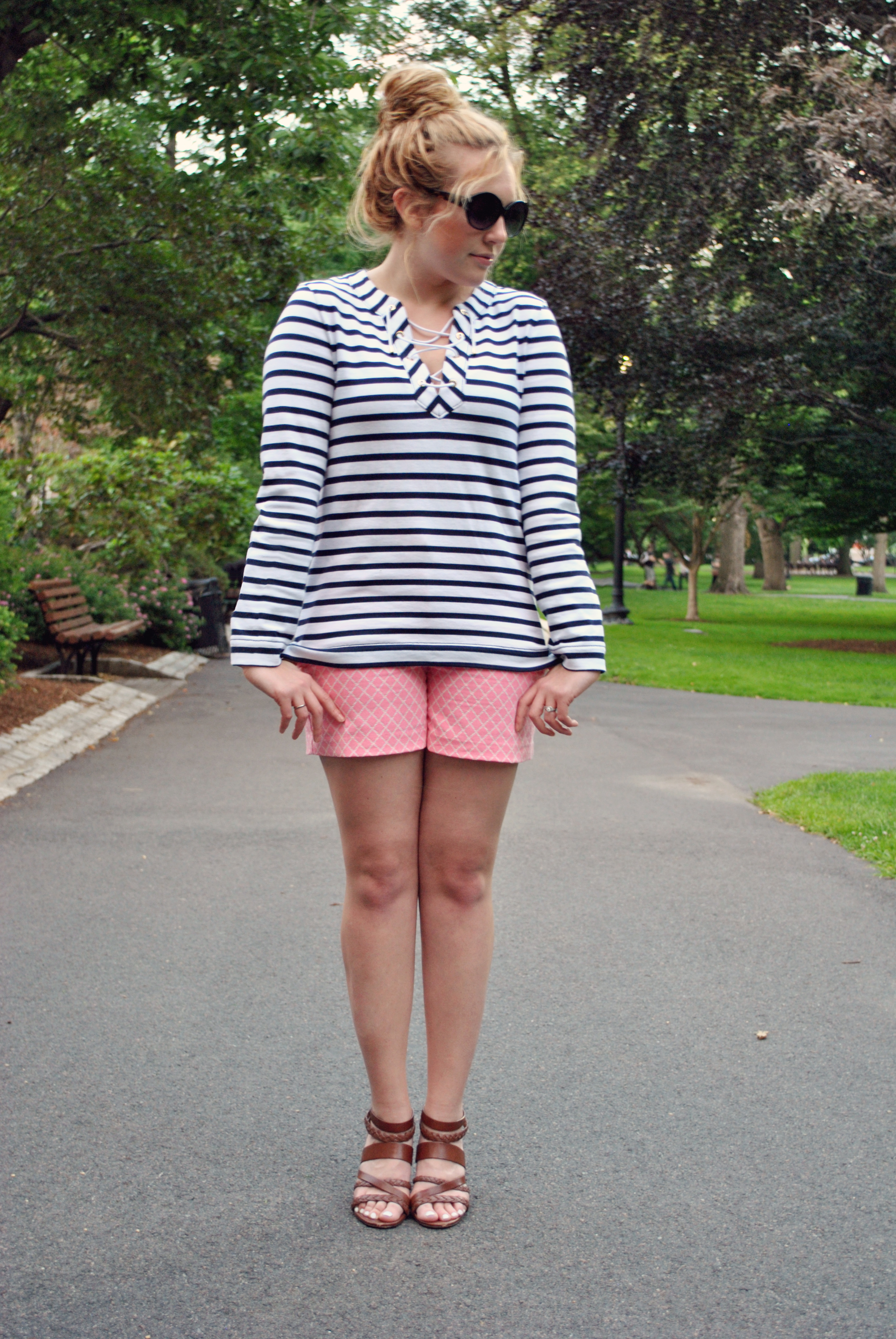 stripes // kate spade // diamond shorts // pink // navy // nautical // boston // thoughtuflwish