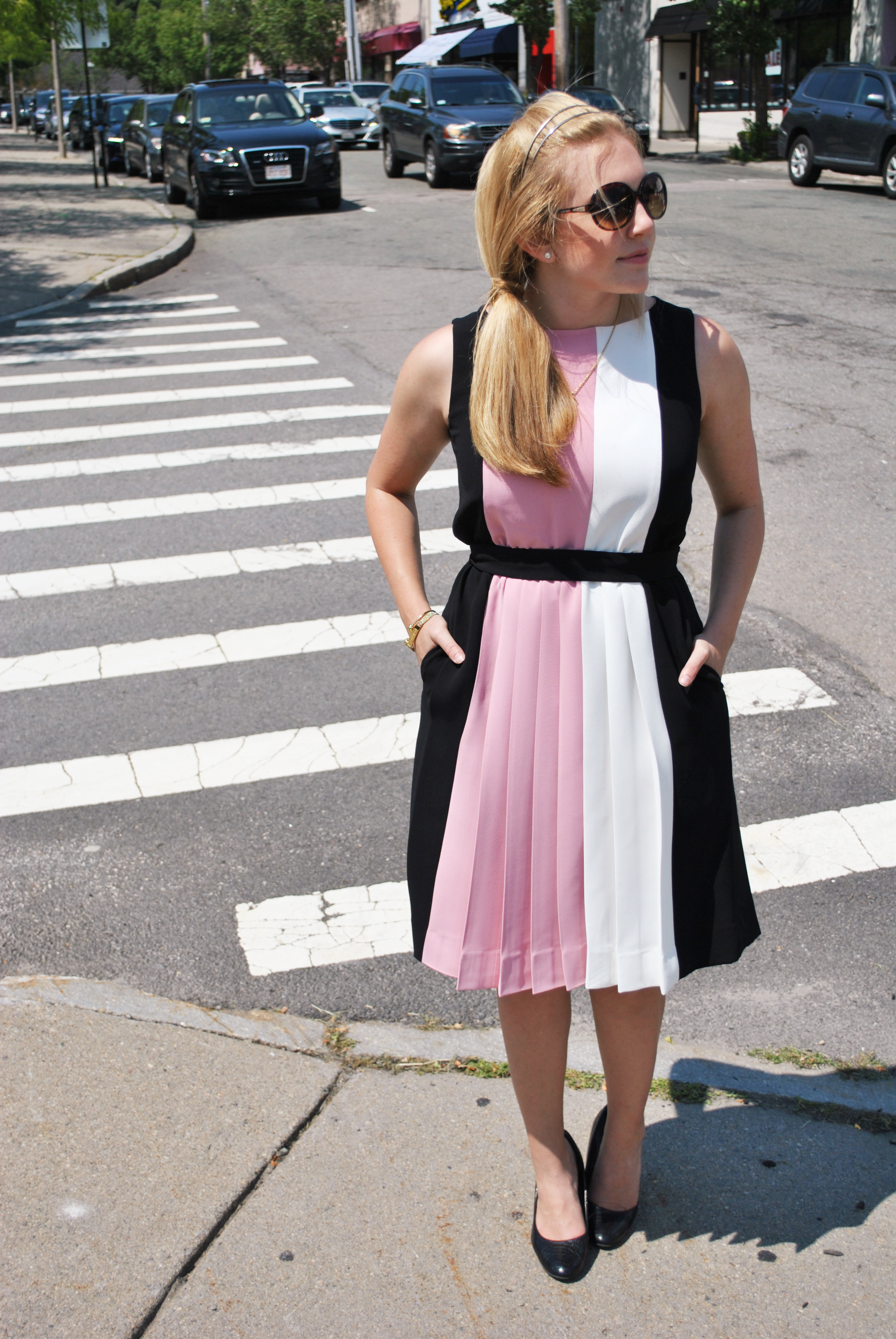 kate spade // color block dress // pink // black // preppy outfit // new england style // boston style // newton | thoughtfulwish