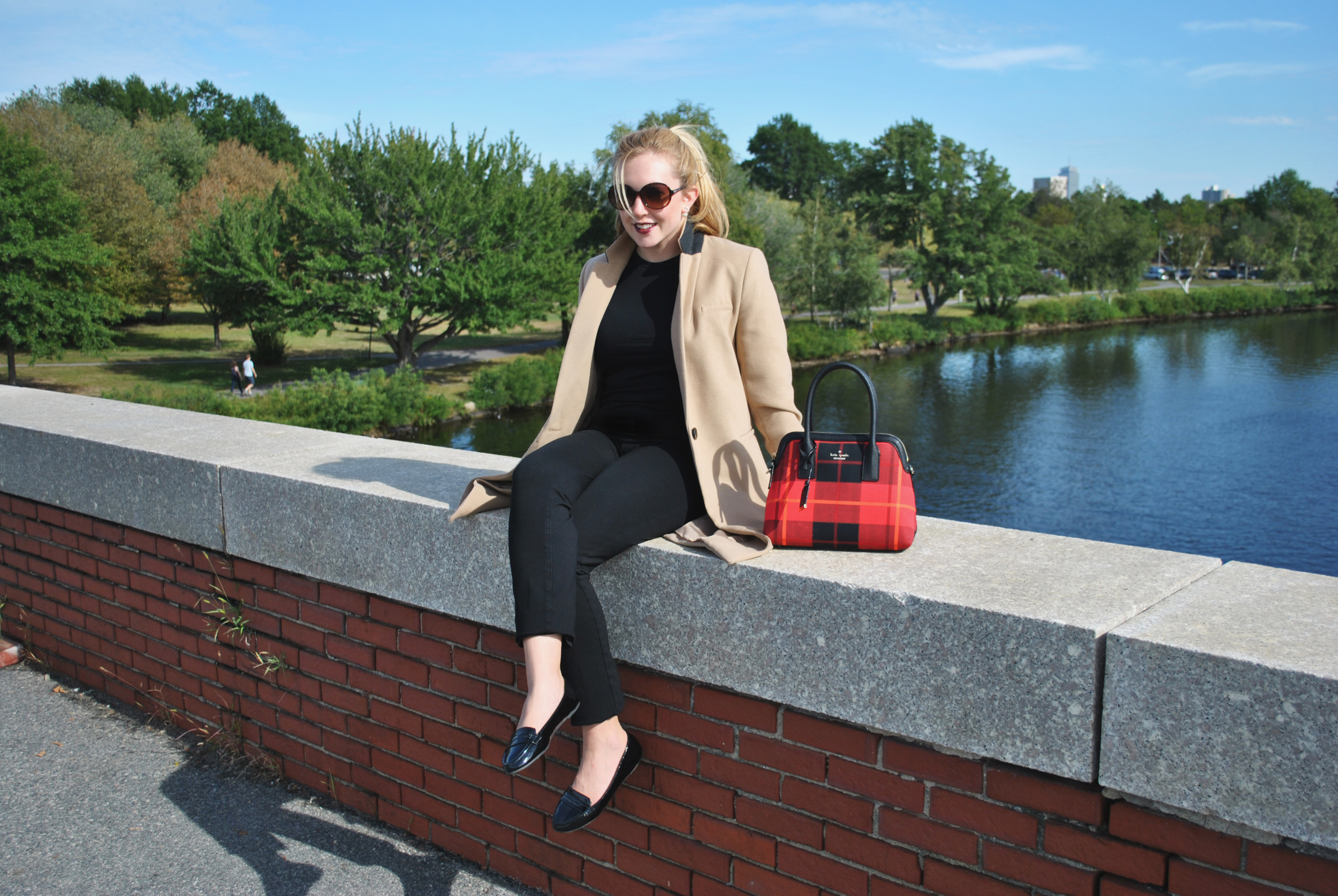 thoughtfulwish | camel // red // camel coat // red bag // kate spade // primark // primark USA // boston // boston fashion // preppy outfit // fall outfit