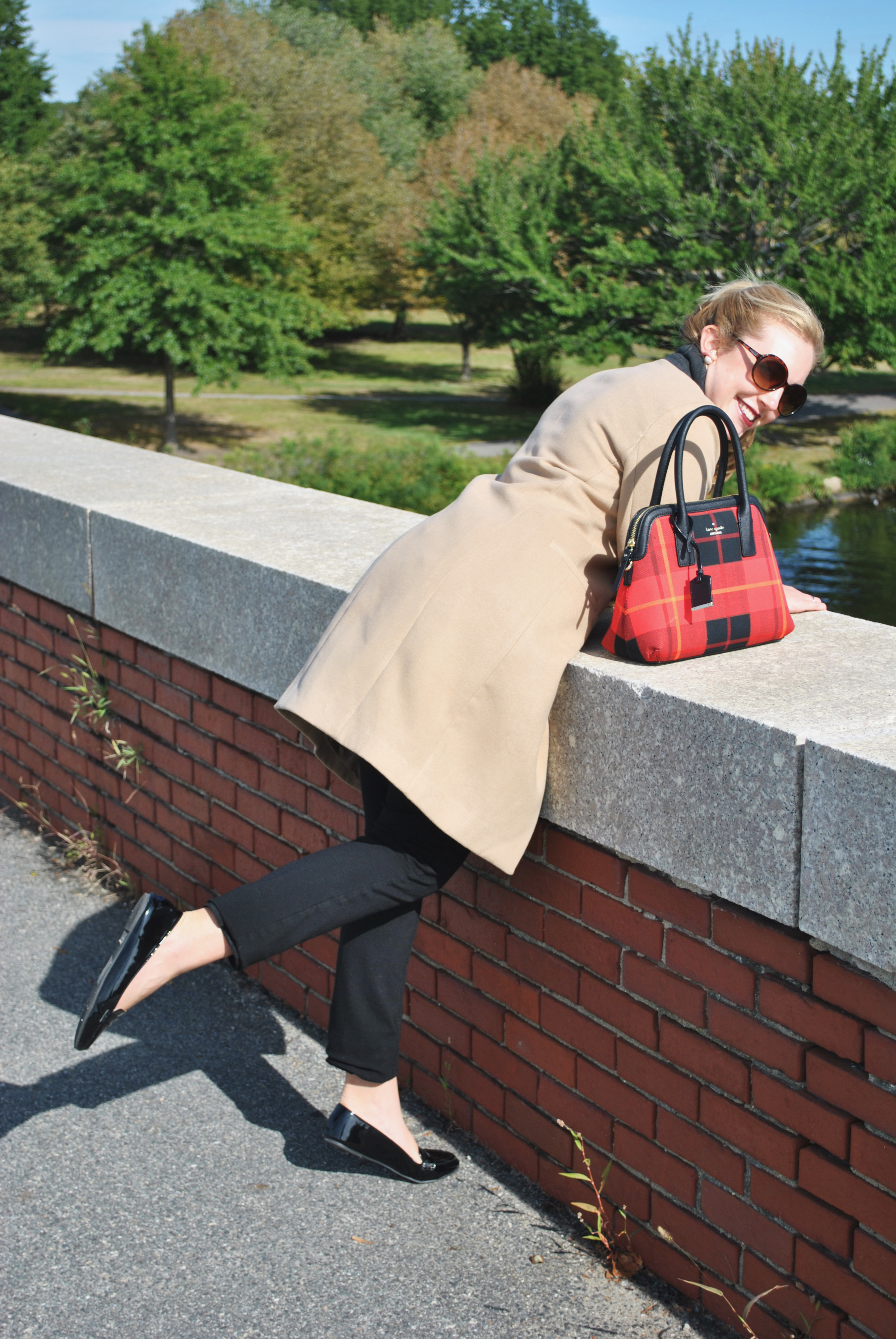 thoughtfulwish | camel // red // camel coat // red bag // kate spade // primark // primark USA // boston // boston fashion // preppy outfit // fall outfit