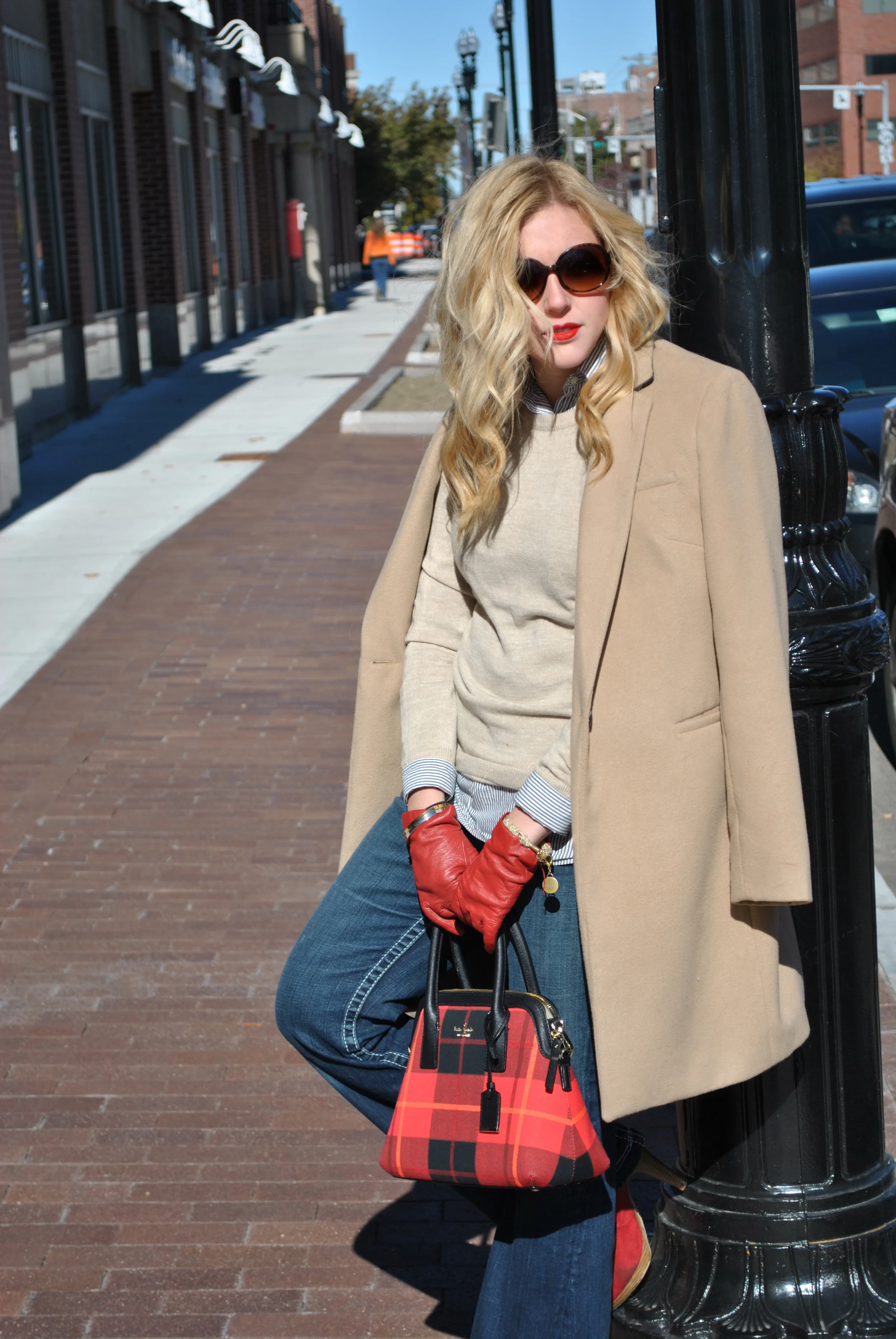 Pops of Red with some Camel Thread