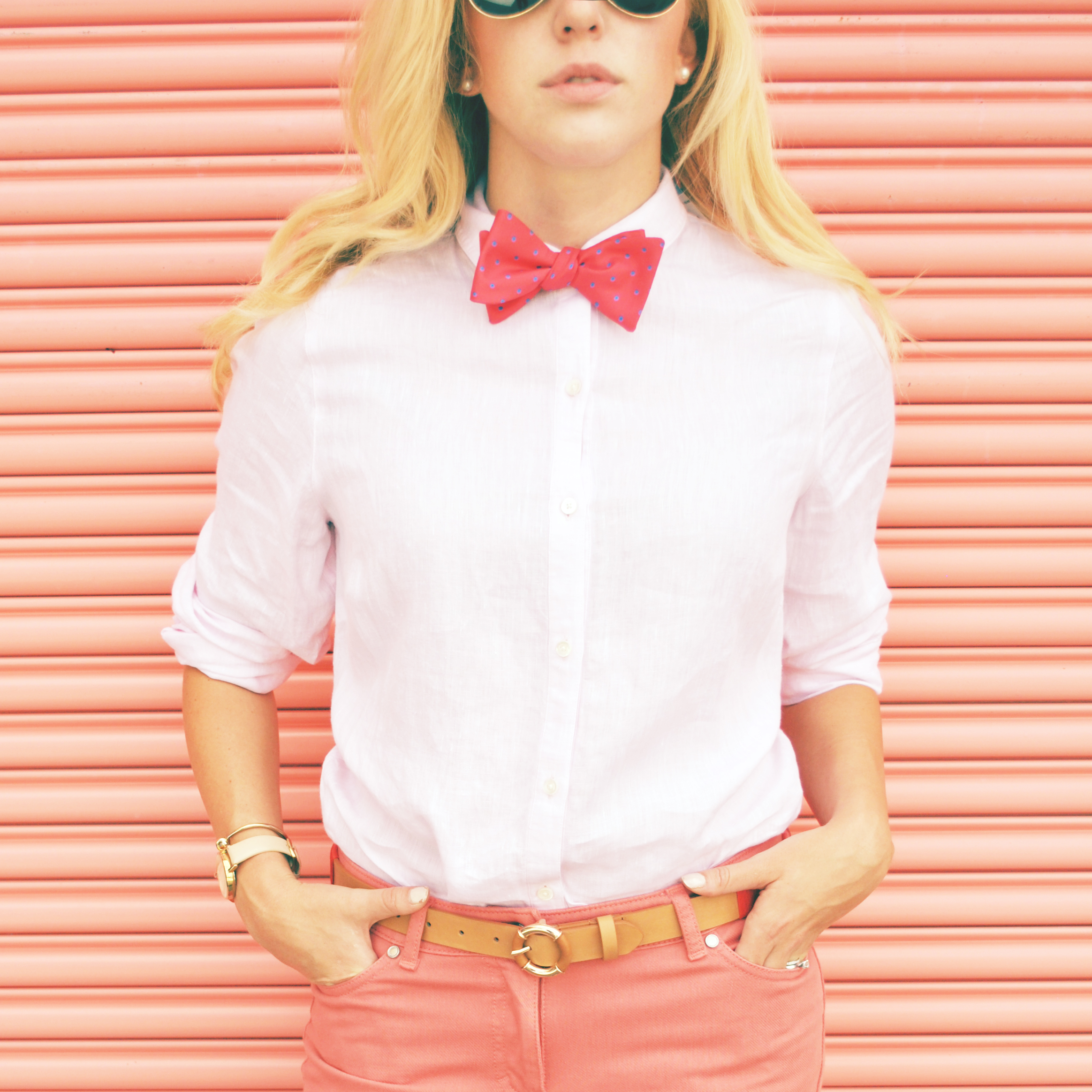 thoughtfulwish | preppy // school outfit // pink outfit // peach outfit // bowtie // j. mclaughlin // blonde fashion // fashion blogger // boston prep // boston fashion // new england fashion