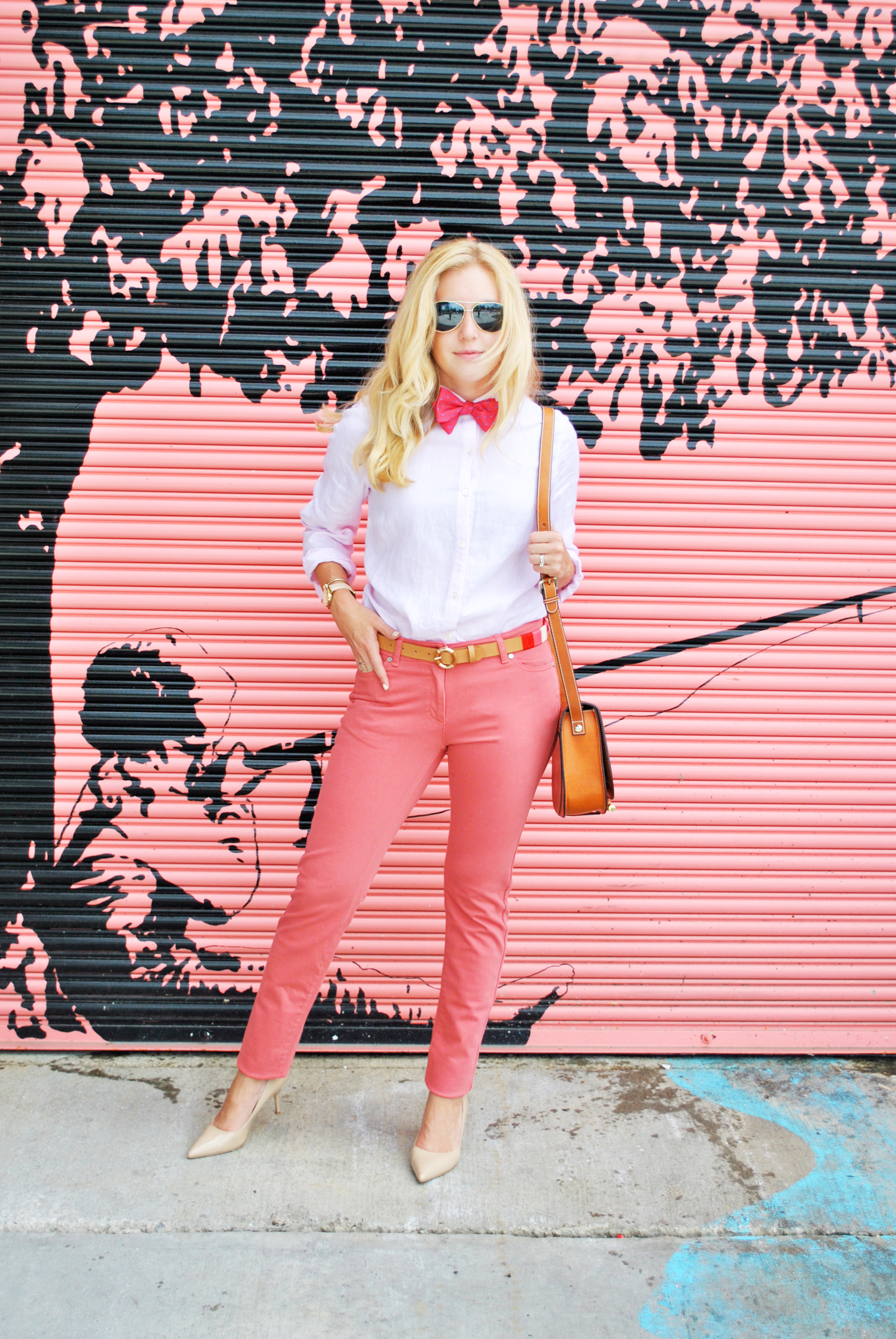 thoughtfulwish | preppy // school outfit // pink outfit // peach outfit // bowtie // j. mclaughlin // blonde fashion // fashion blogger // boston prep // boston fashion // new england fashion