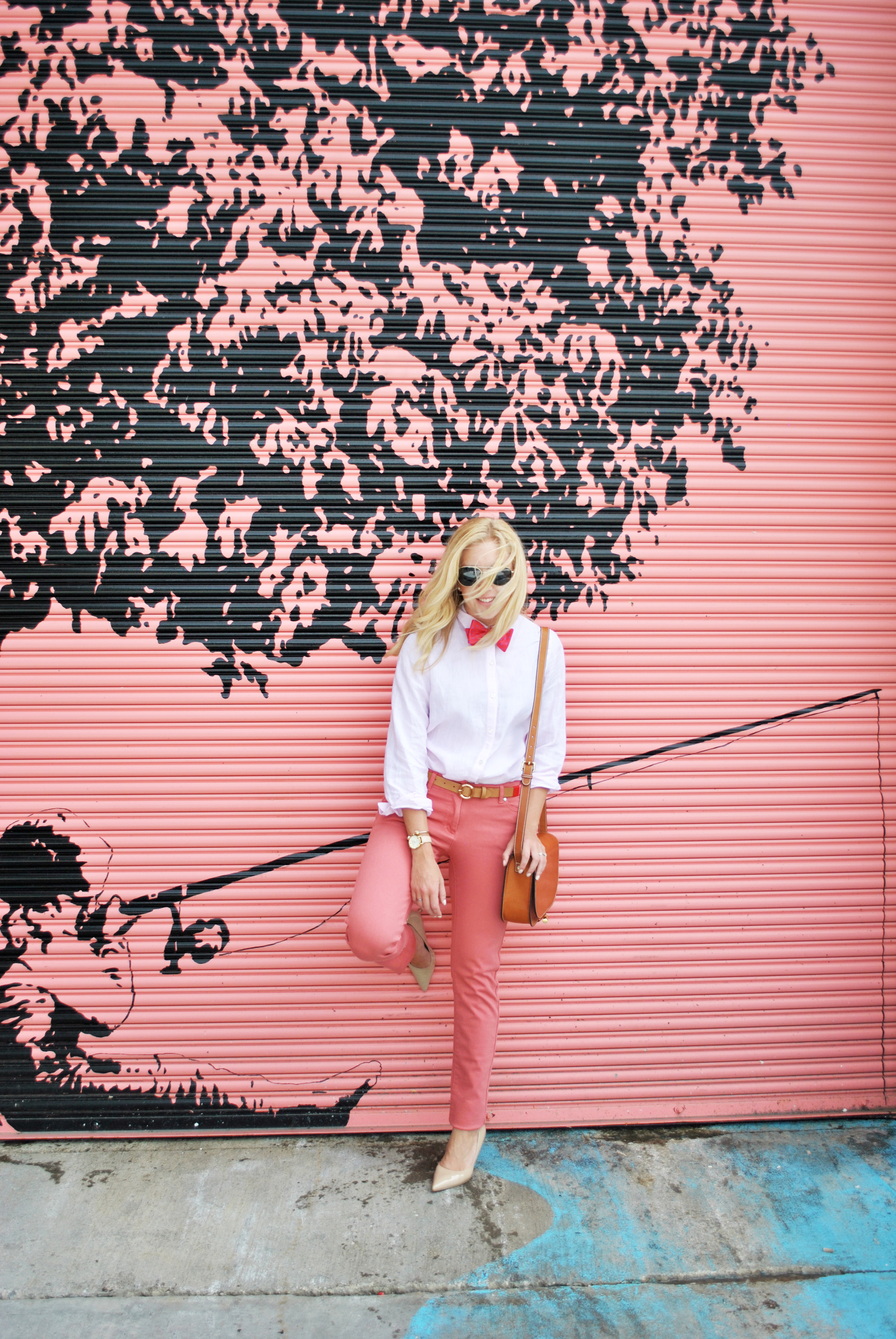 thoughtfulwish | preppy // school outfit // pink outfit // peach outfit // bowtie // j. mclaughlin // blonde fashion // fashion blogger // boston prep // boston fashion // new england fashion