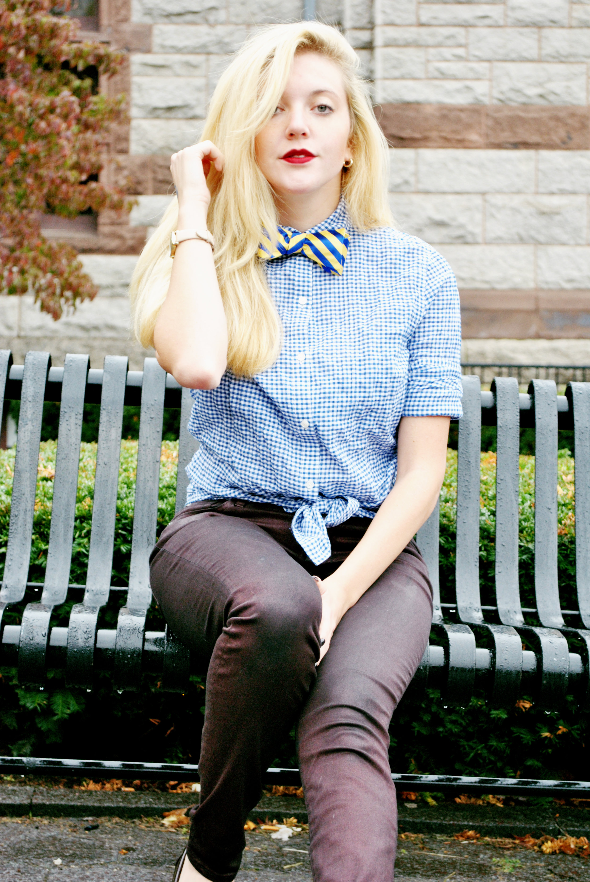 thoughtfulwish | oootie // boston strong // boston fashion // new england fashion // preppy // gingham // j.mclaughlin // bow tie // bowtie // fall outfit // meredith wish