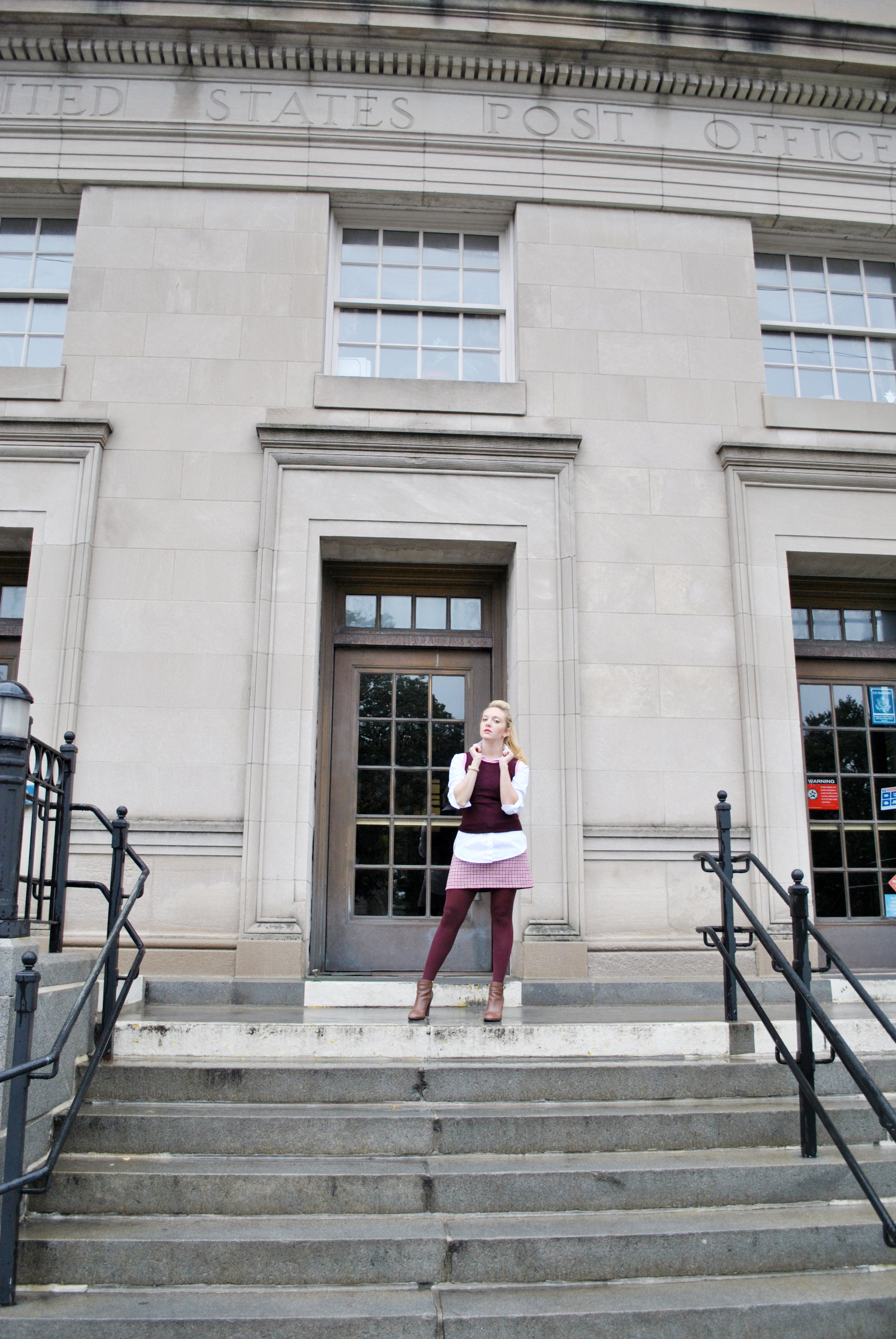 thoughtfulwish | preppy // layers // j.crew // boston // new england fashion // fall outfit // cher // clueless // maroon // plaid // meredith wish