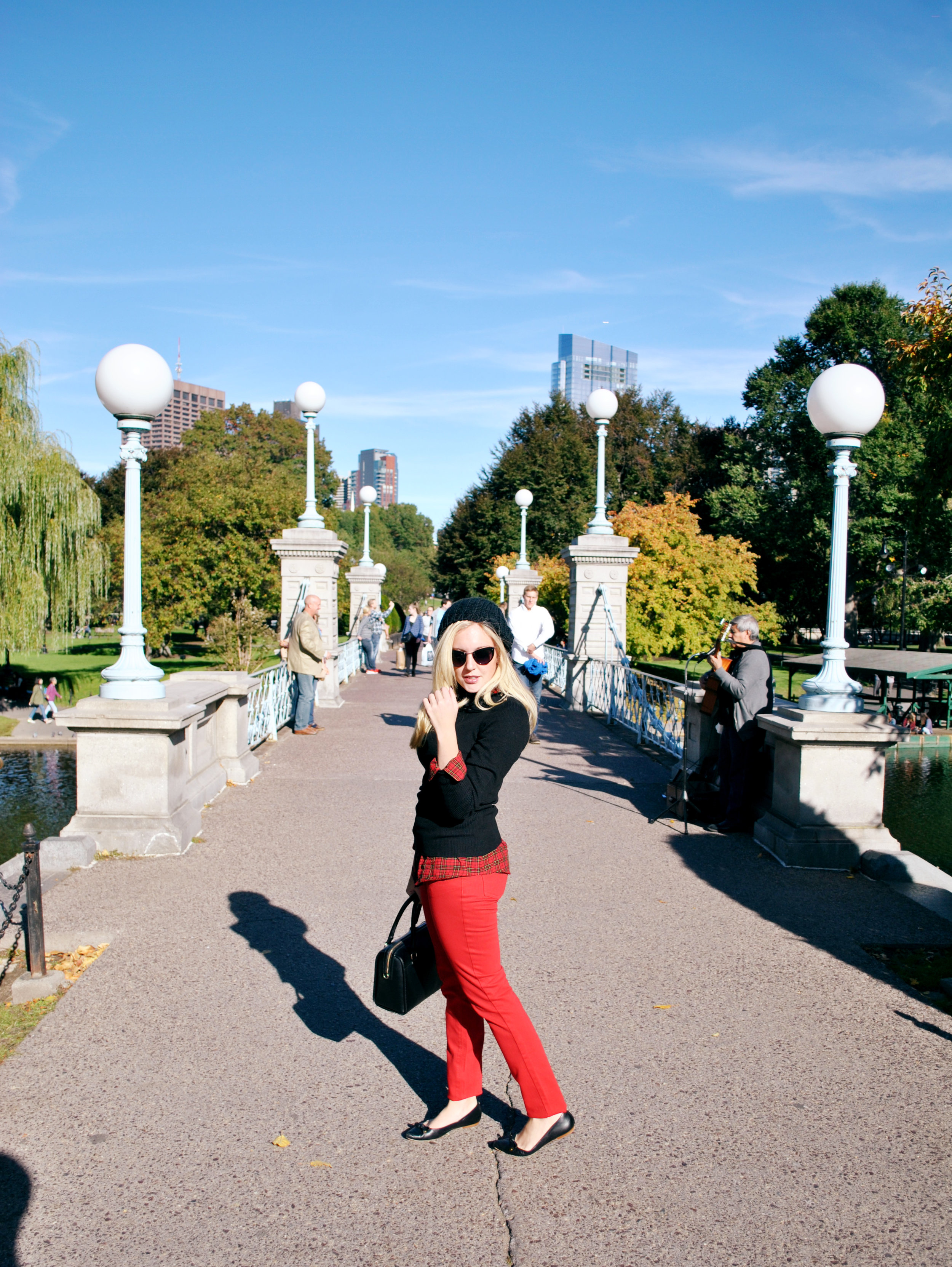 thoughtfulwish | j.mclaughlin // fall oufit // red pants // preppy // boston // boston public garden // comm ave // plaid // sweater weather // meredith wish