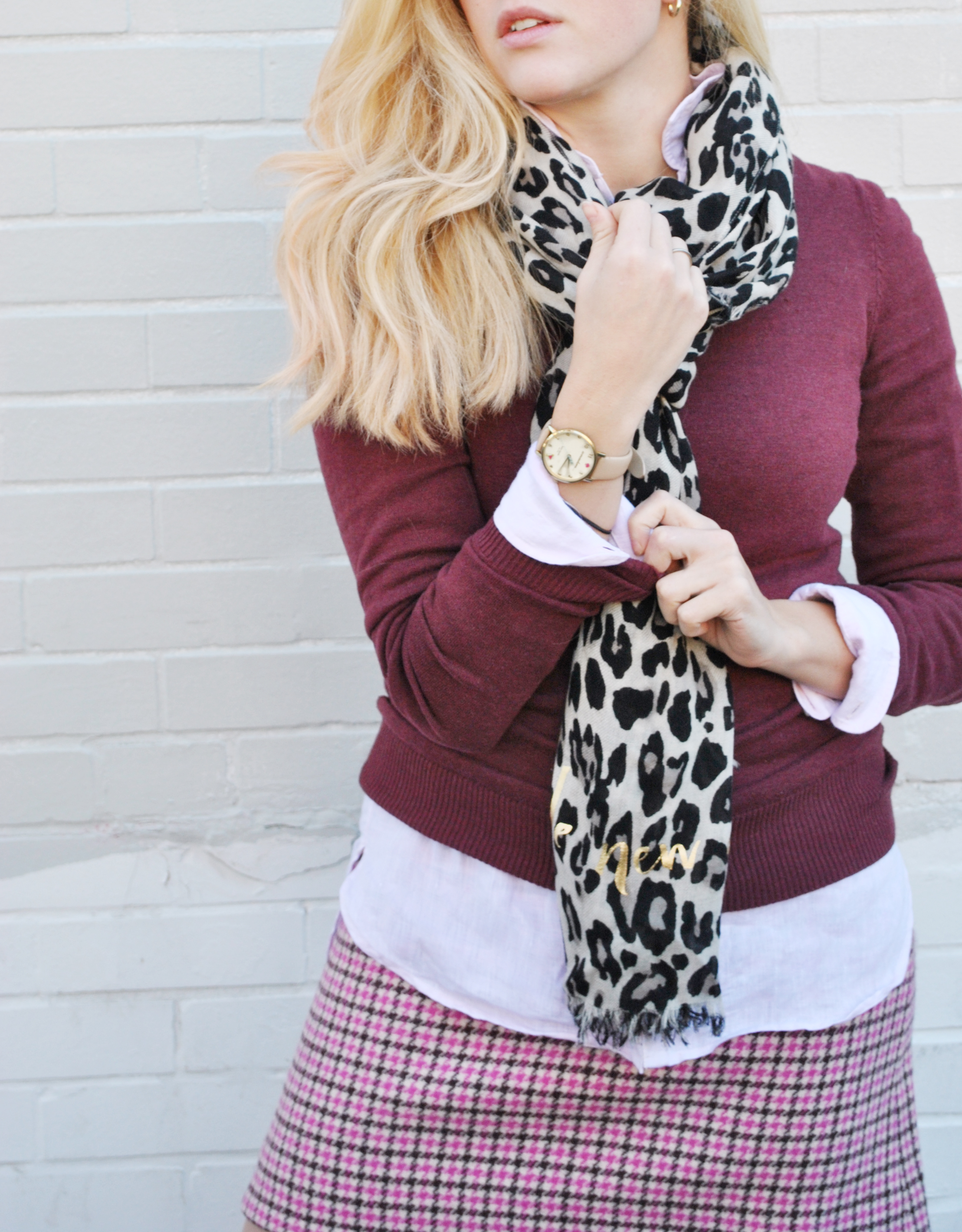thoughtfulwish | preppy outfit, fall outfit, thanksgiving outfit, houndstooth, pattern mixing, leopard print, fashion blogger, boston fashion, new england fashion, prepster, meredith wish 