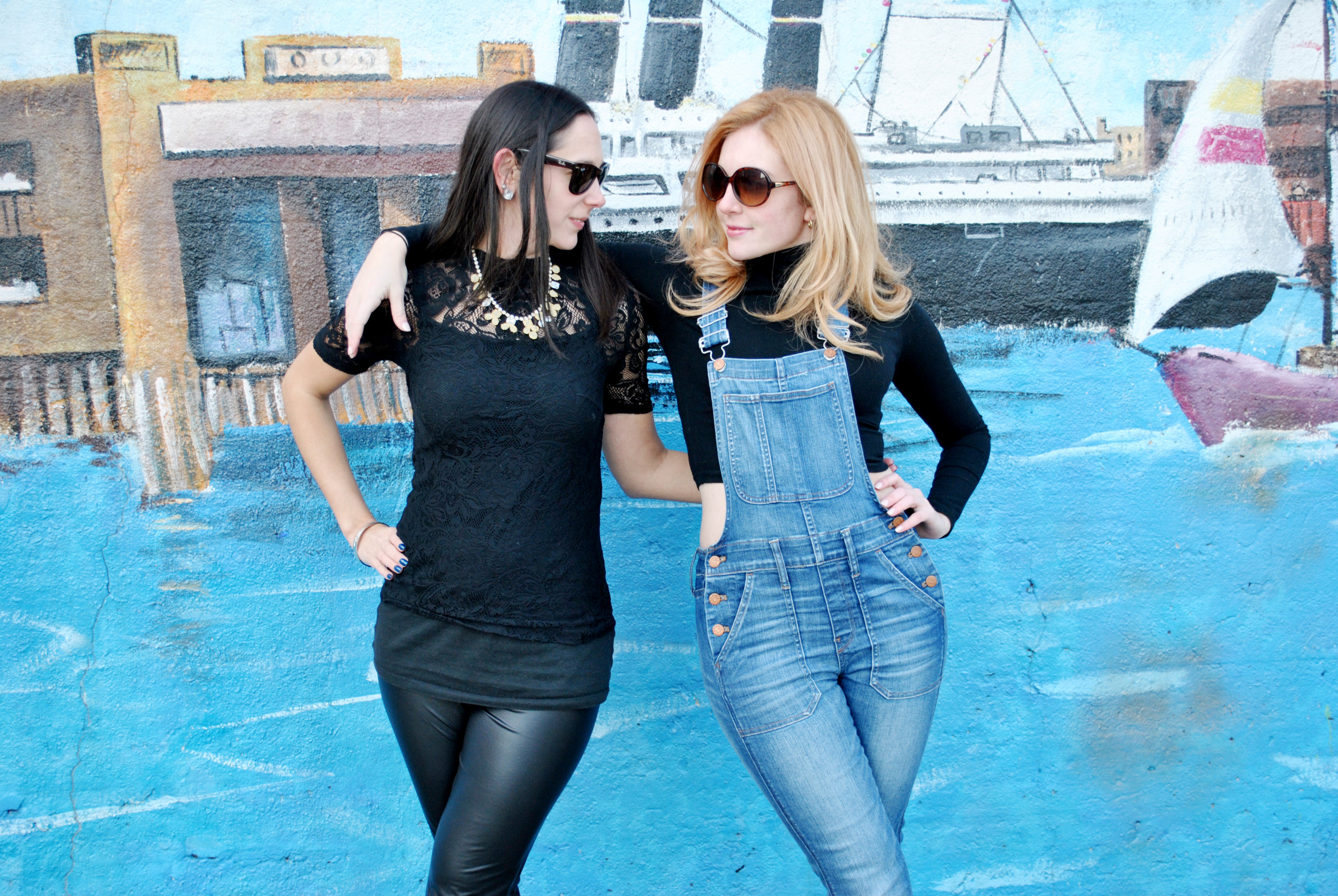 thoughtfulwish | best friends photoshoot, friends photoshoot, matching outfits, black outfits, overalls, michael kors, christian louboutin, j.crew, hoboken, fblog, fashion blog, fashion blogger