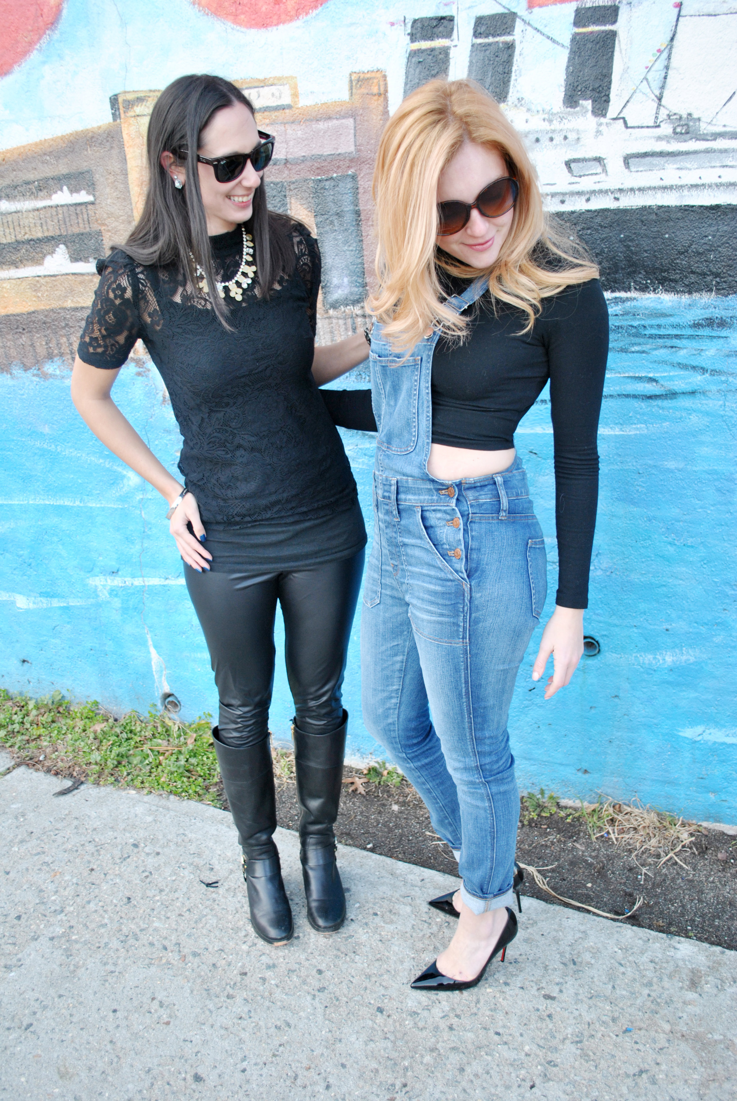 thoughtfulwish | best friends photoshoot, friends photoshoot, matching outfits, black outfits, overalls, michael kors, christian louboutin, j.crew, hoboken, fblog, fashion blog, fashion blogger