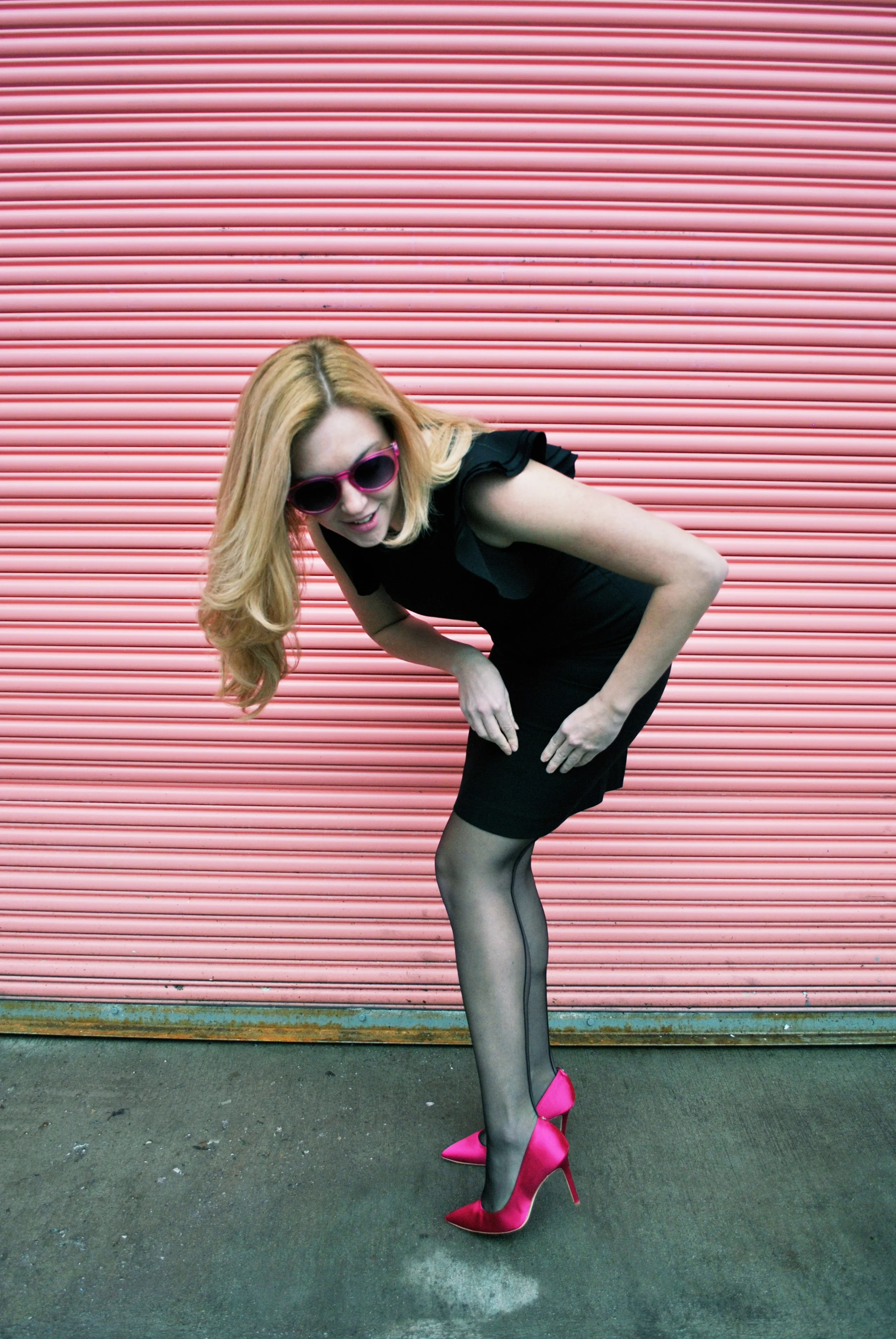 thoughtfulwish | stockings, vienne milano, rockabilly, thigh highs, valentine's day, fashion blogger, fashion, fblog, black dress, sale, hot pink, same edelman, heels, kate spade, meredith wish