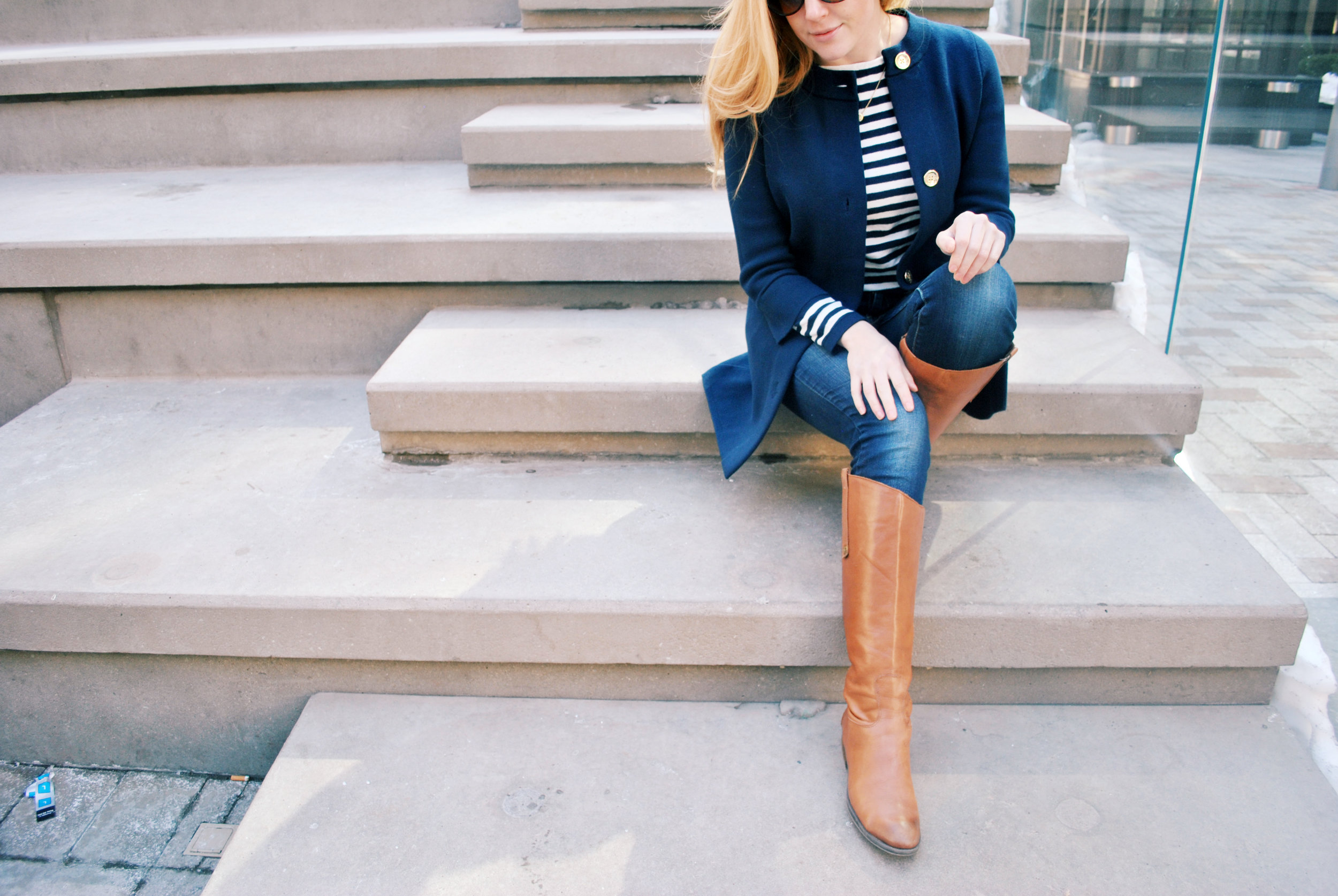 thoughtfulwish | preppy, boston prep, bosfashion, bosblogger, stripes, cardigan, j.mclaughlin, downtown crossing, dtx, navy outfit, spring outfit