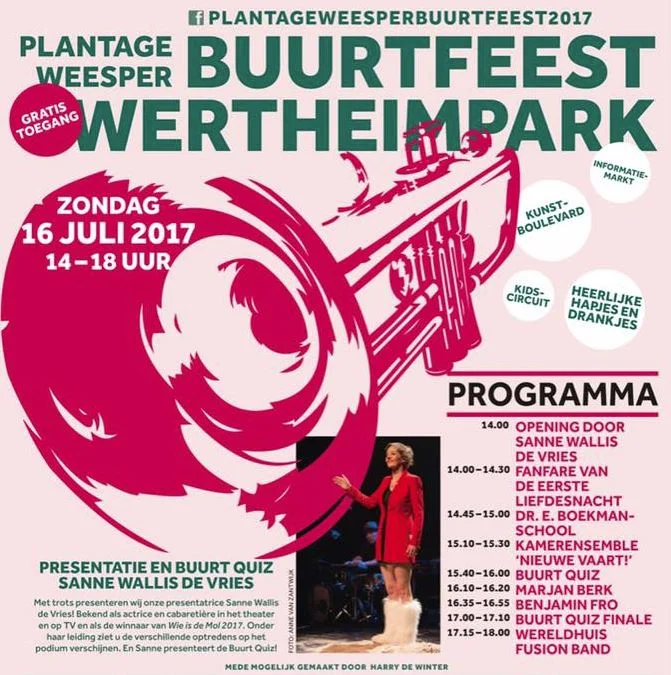 16 juli 14:00 u Plantage Weesperbuurtfeest in het Wertheimpark