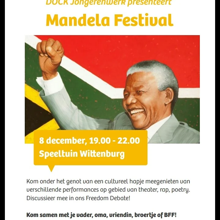 8 december 19:00 u Mandela Festival in speeltuingebouw Wittenburg
