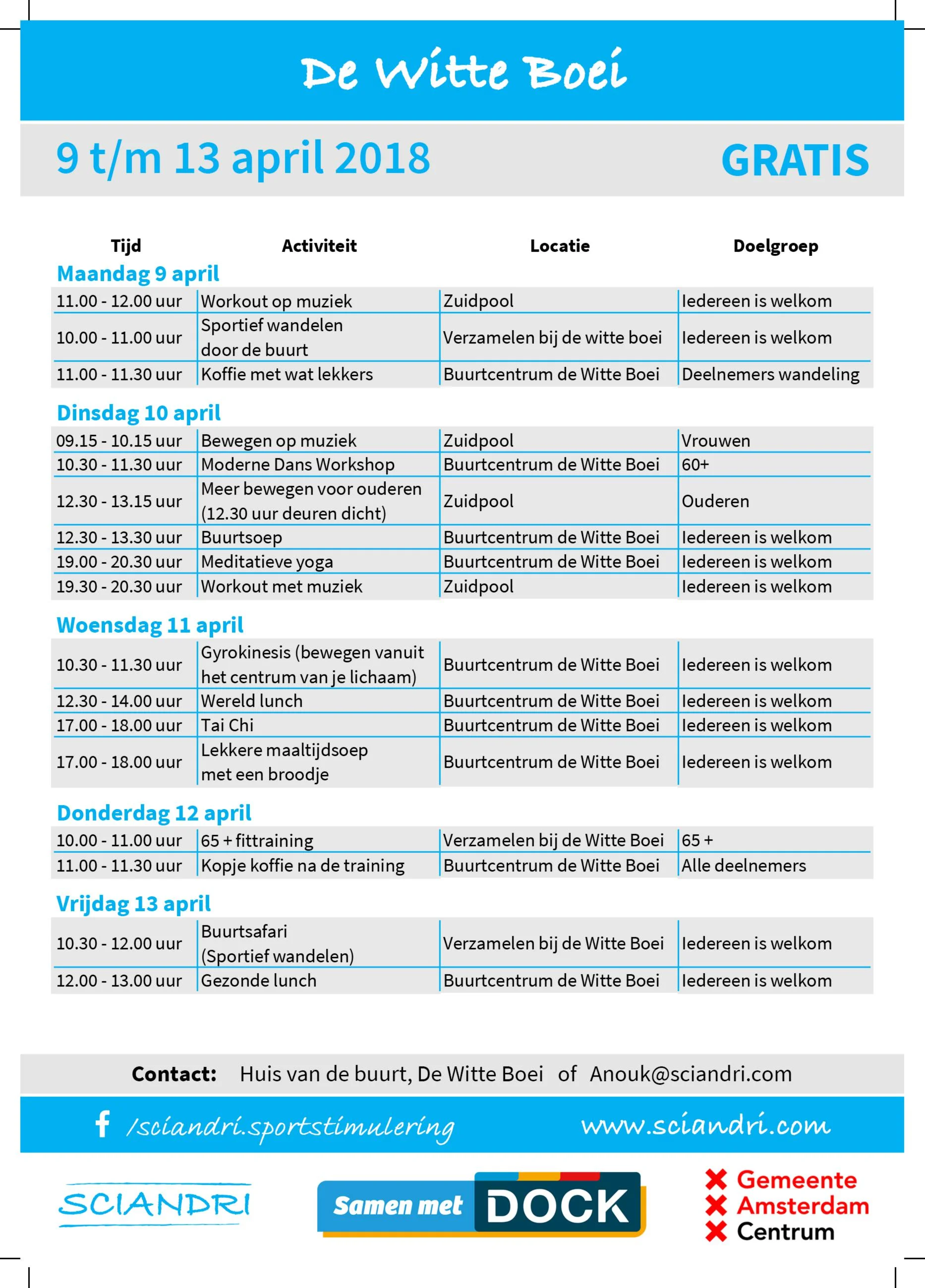 9 t/m 13 aprilVoel je fit week in de Witte Boei