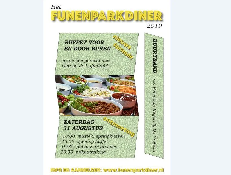 31 augustus 18:00 u Funenparkdiner