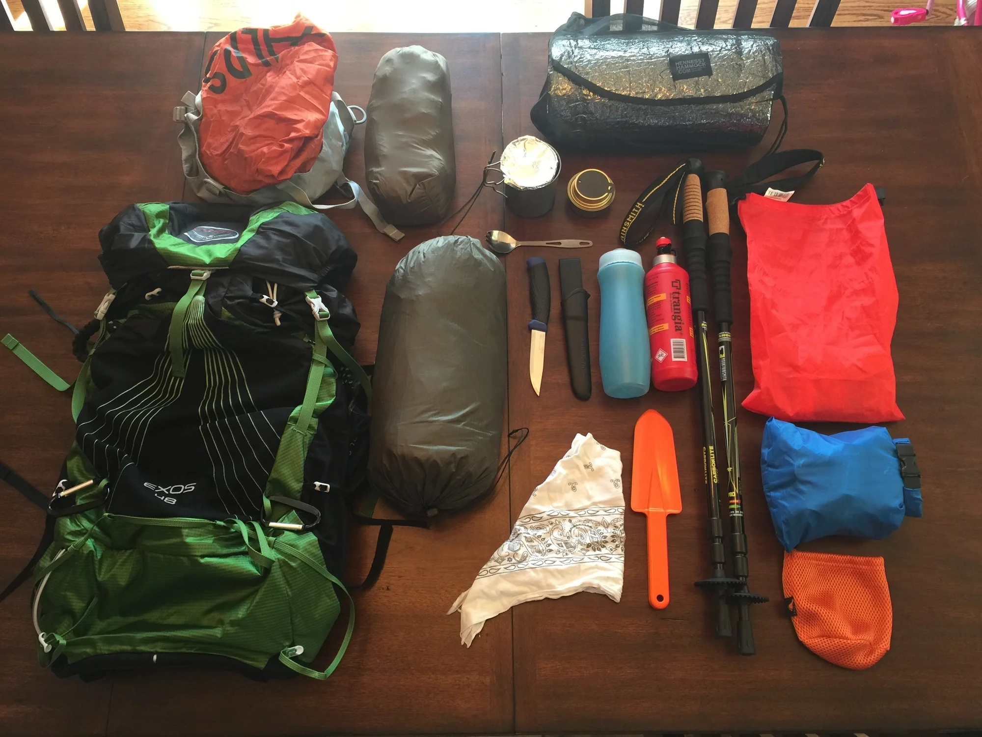 Backpacking Gear List - Hammock Camping 1 to 3 Days - Summer