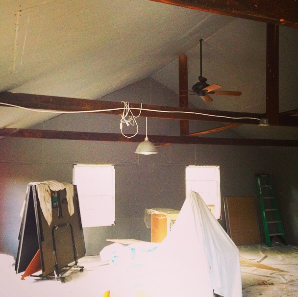 Blueboard is up, ready for plaster!