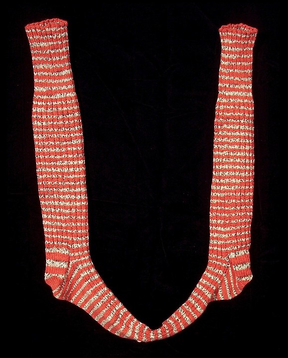 Andrea Sherrill Evans, Red & White Striped Socks , hand knit wool, 2007