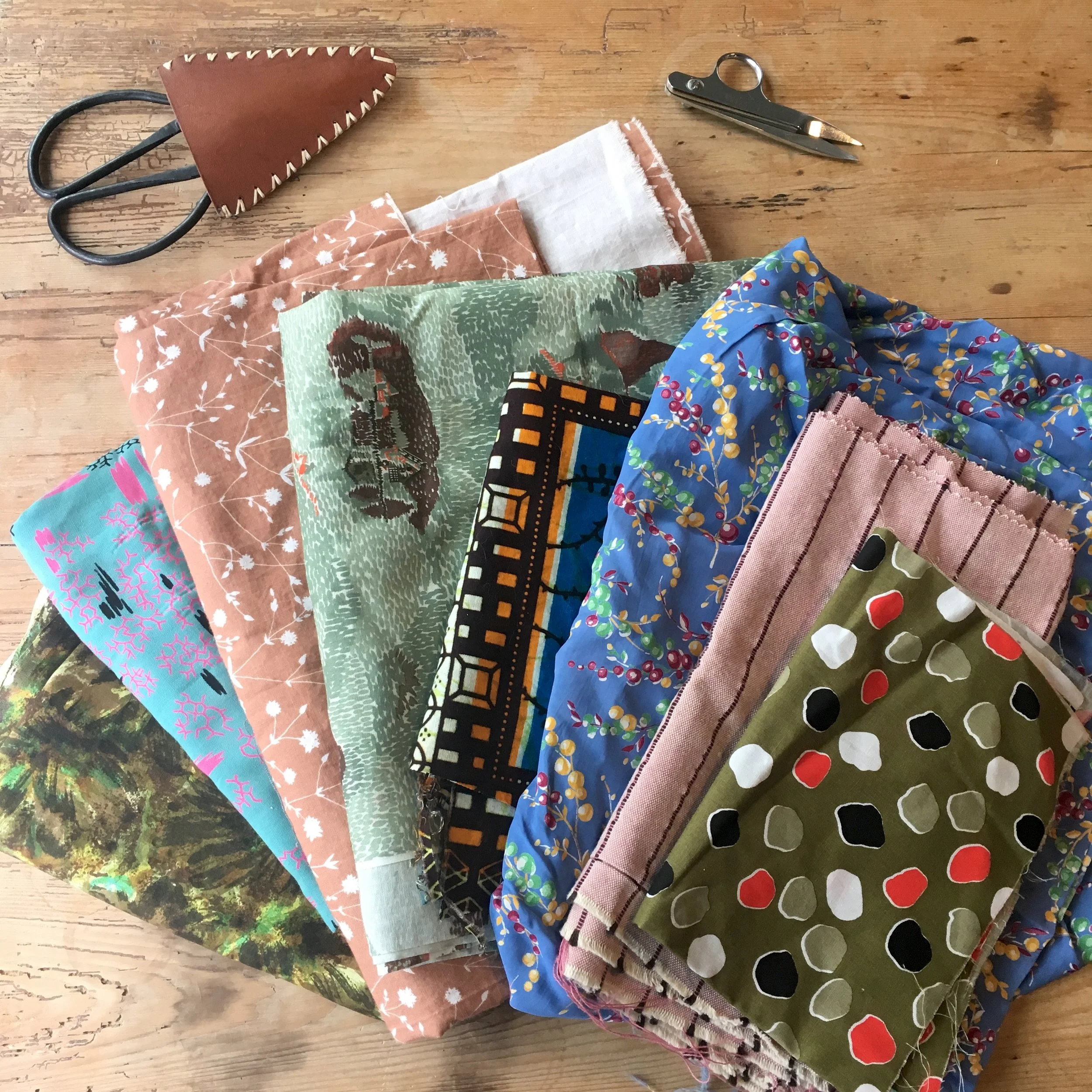 Some of my favorite 2nd hand fabrics collected over the years!