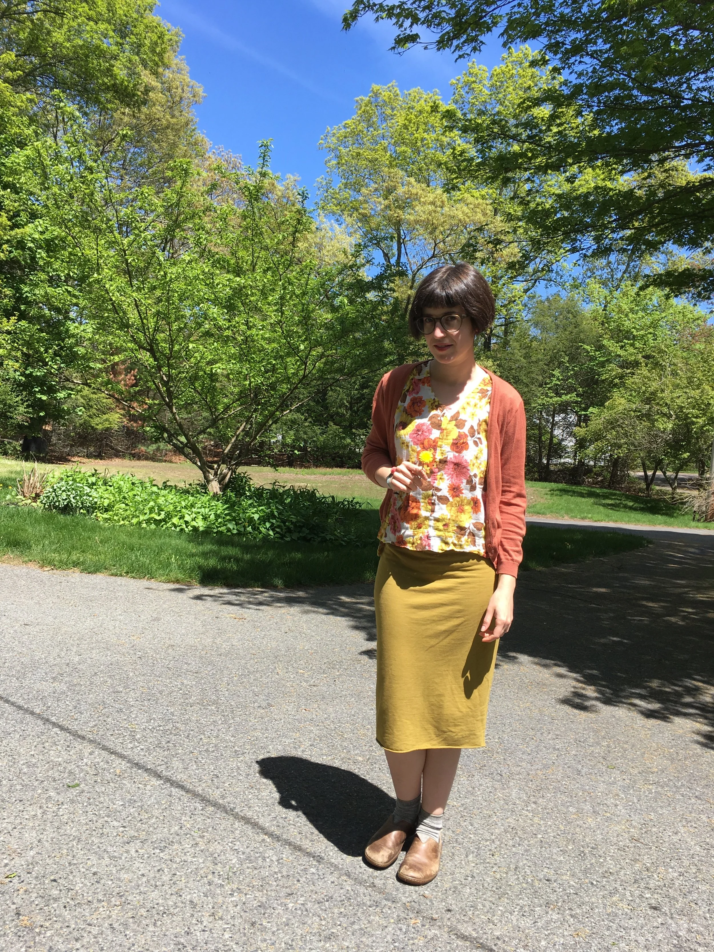 The floral Sutton Blouse here is one of my favorites in theory, but it always feels too girly and loud. I think it works well here paired with casual knits in similarly loud colors.