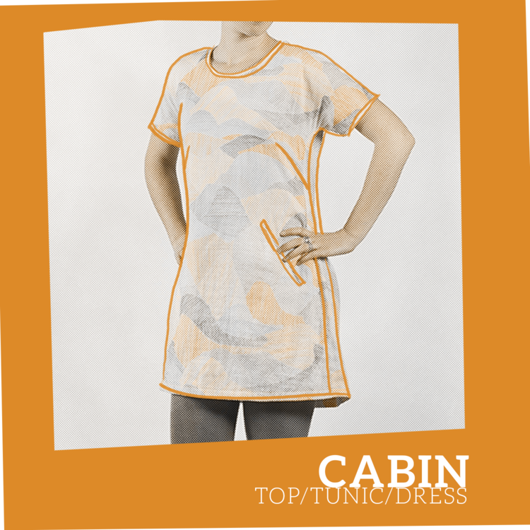 The designer's photo of a finished Cabin Top, Tunic, and Dress.