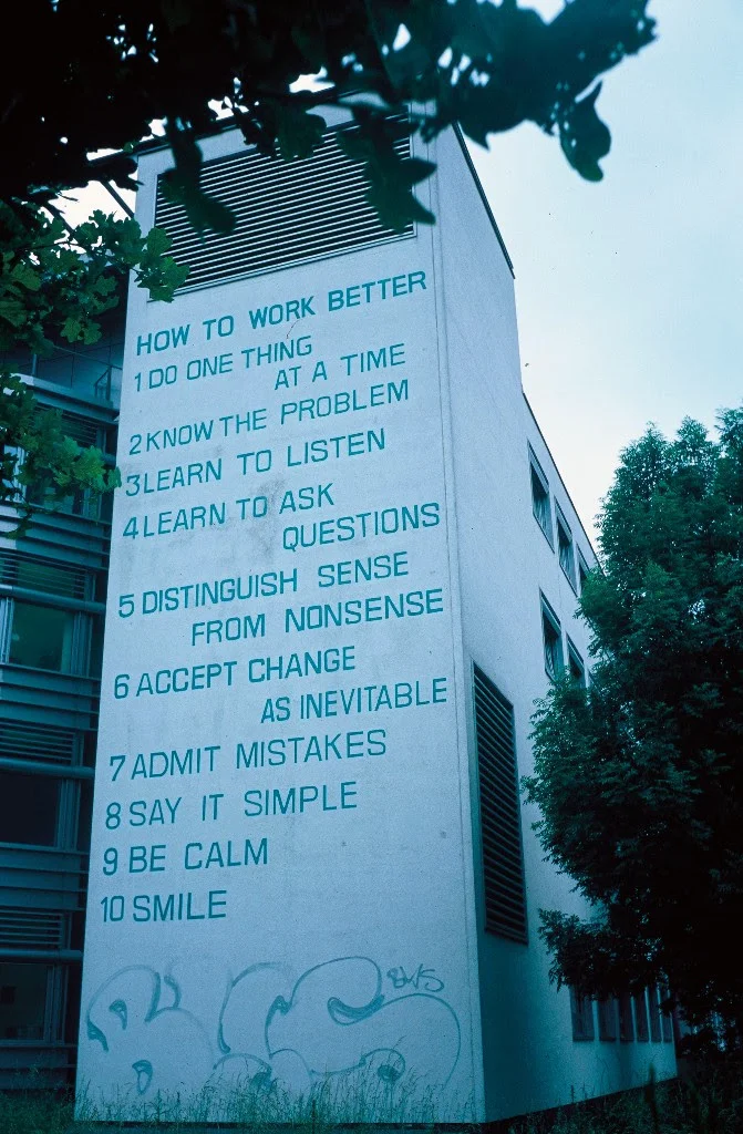 Peter Fischli David Weiss, How to Work Better (1991) Houston and Mott Streets NYC, January 2016 / Photo: Jason Wyche, Courtesy Public Art Fund, NY