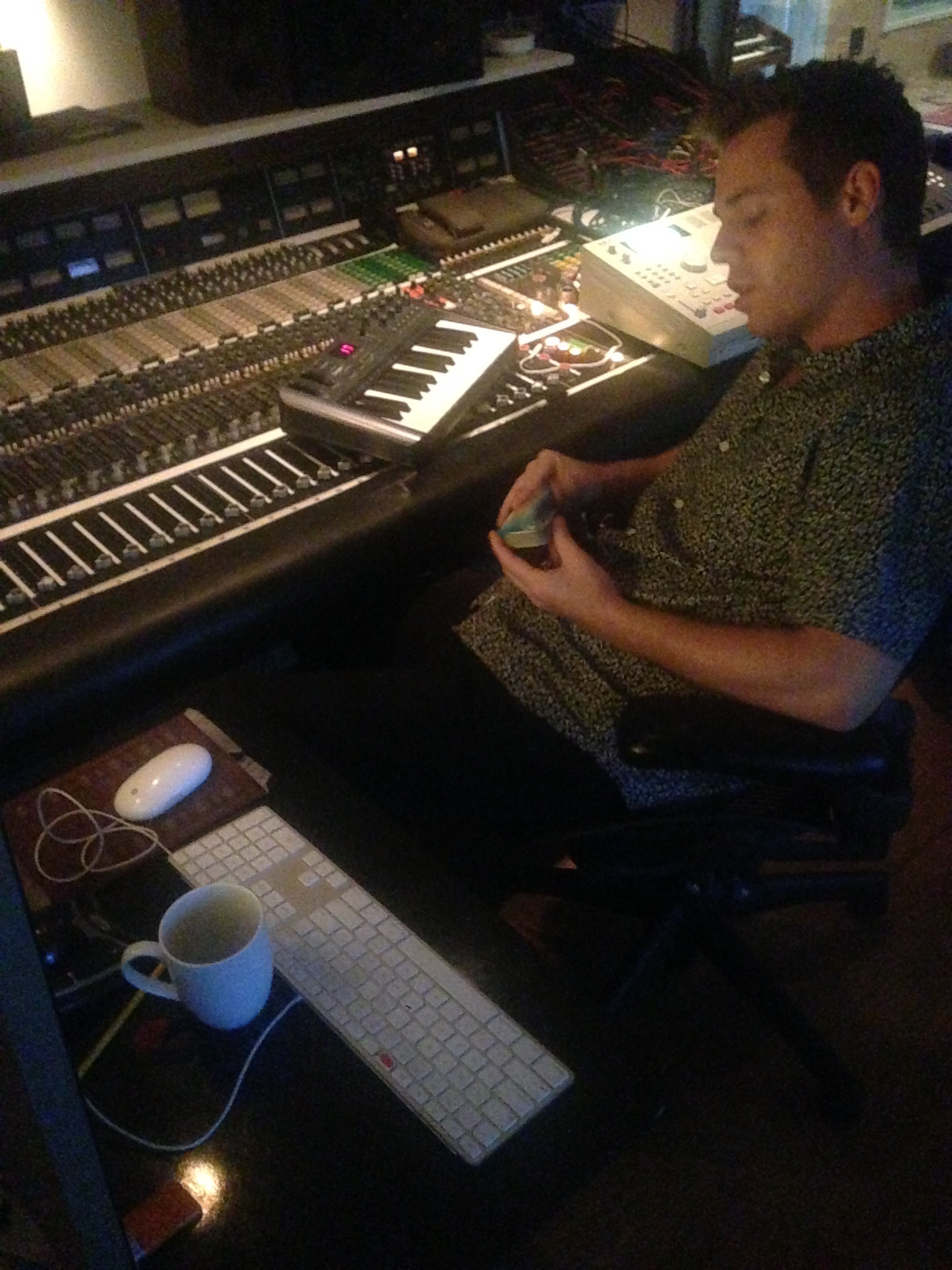 Eating wintergreen Altiod's at Rick Rubin's studio, (Shangri La in Malibu)