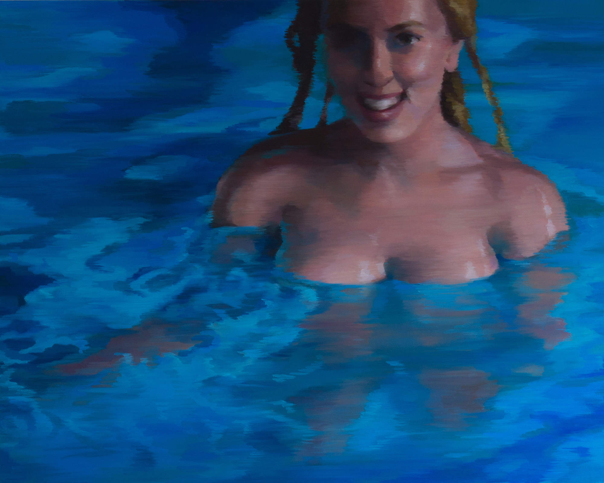   Soaked&nbsp; (Scarlett Johansson)  oil on wood  15.75" x 19.75," 2014   