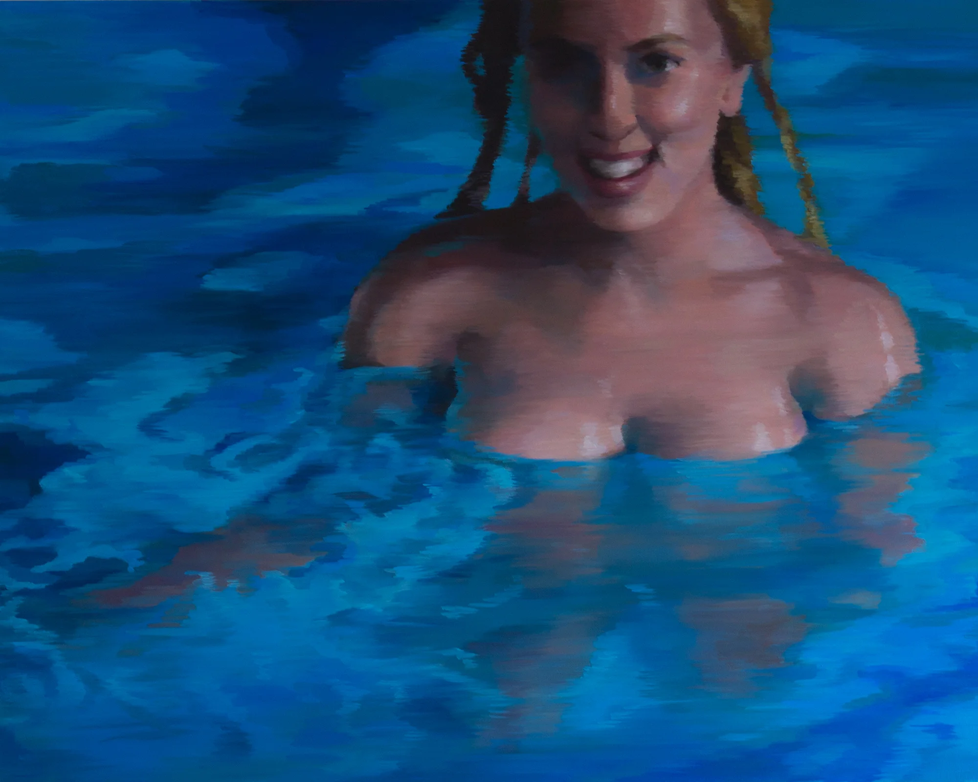 Soaked (Scarlett Johansson) oil on wood 15.75" x 19.75," 2014