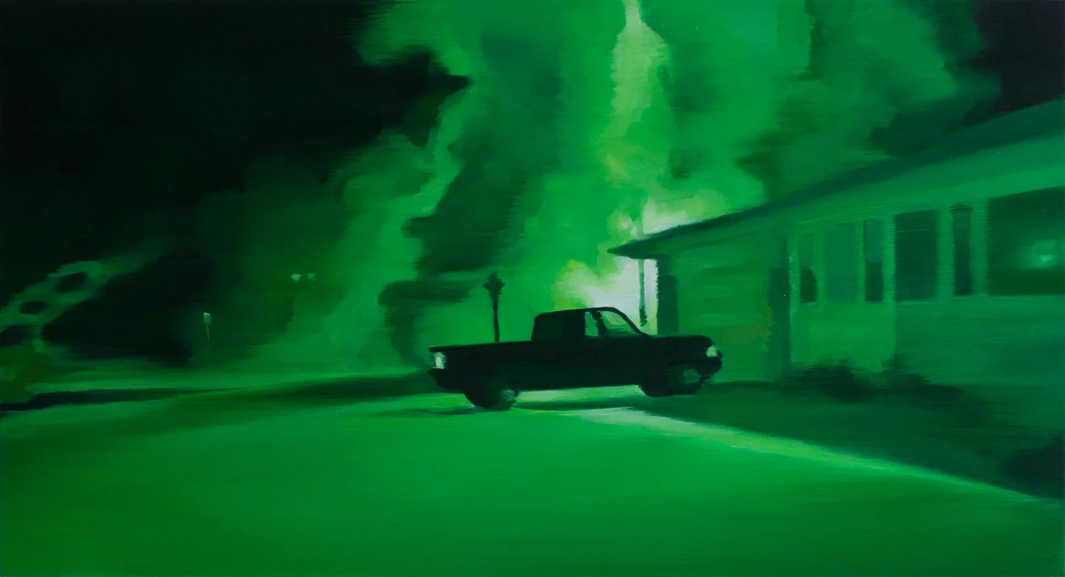 Night Vision V oil on wood 13" x 24," 2015