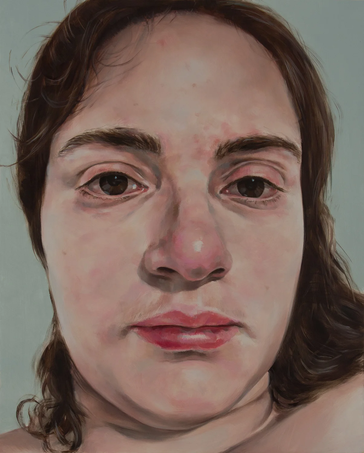 Anti-Selfie (Self-portrait III) oil on wood 20" x 16," 2015