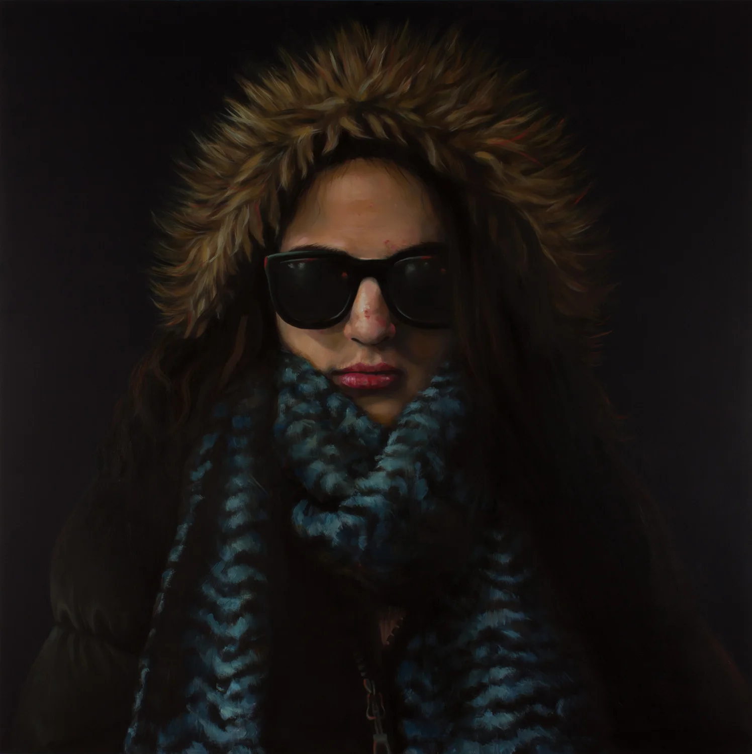 Anti-Selfie (Self-portrait II) oil on wood 36" x 36," 2015