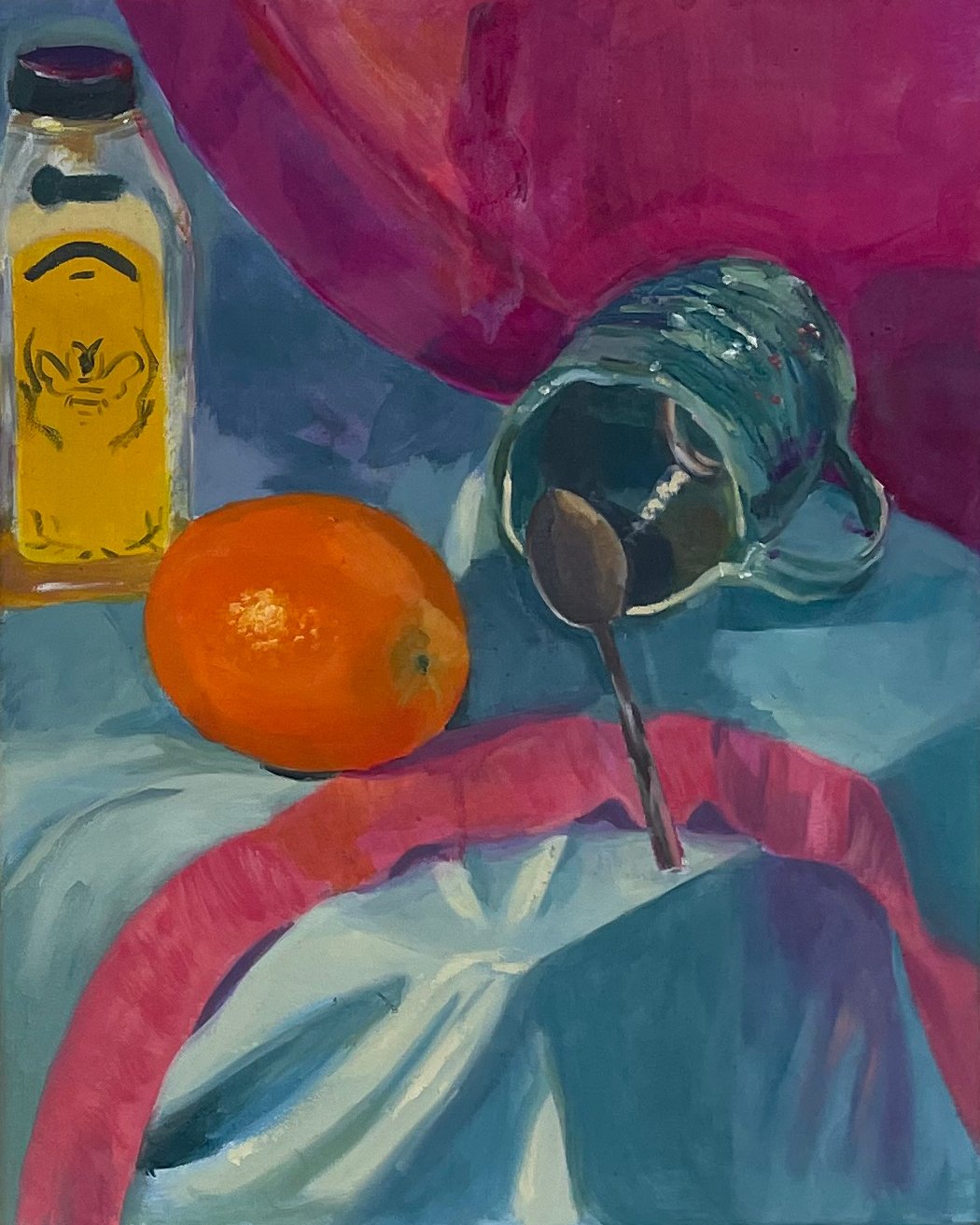 observational painting - still life at sunset oil on canvas