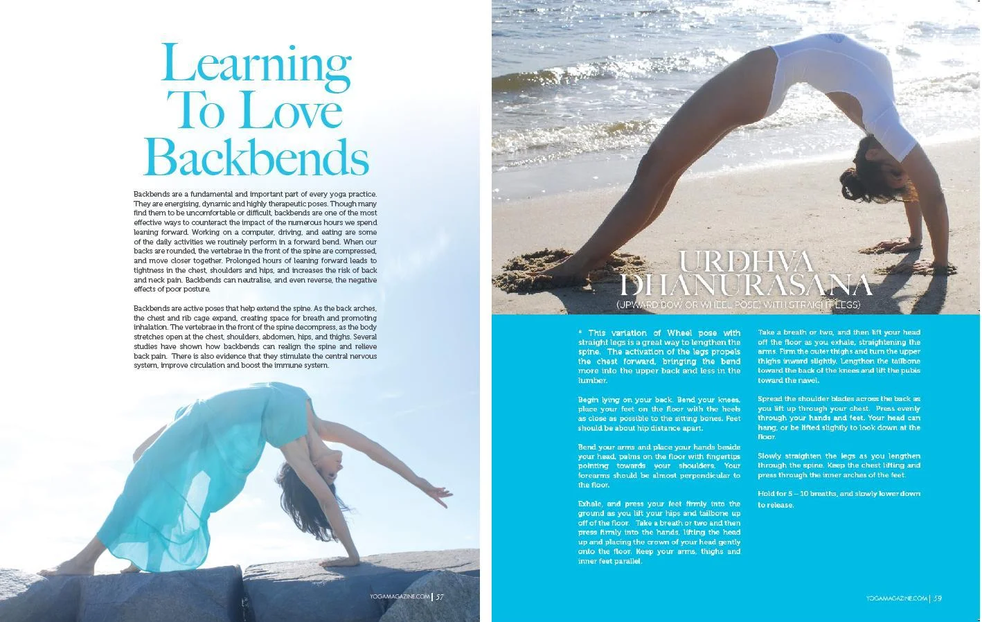 Backbend article, 7- page spread, Yoga Magazine April 2014