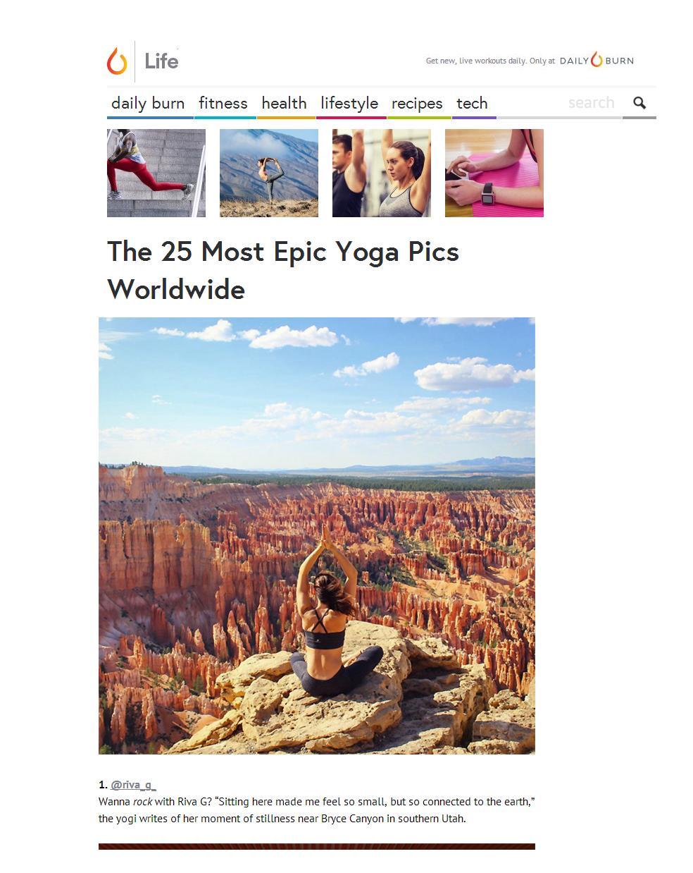 The 25 Most Epic Yoga Pics Worldwide by Daily Burn, Jan 2016