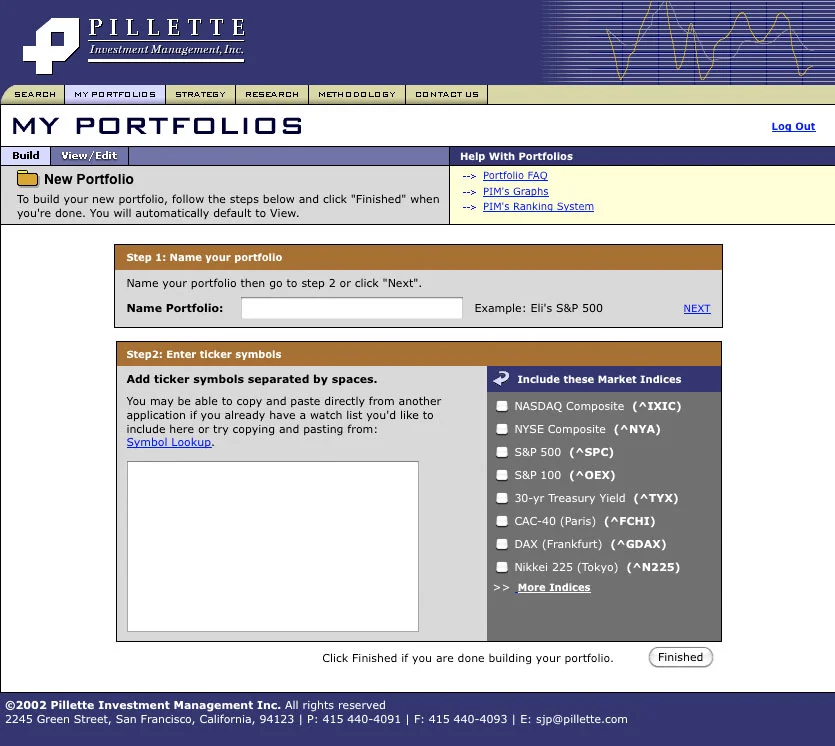 PIM Stock and Index Portfolio Builder