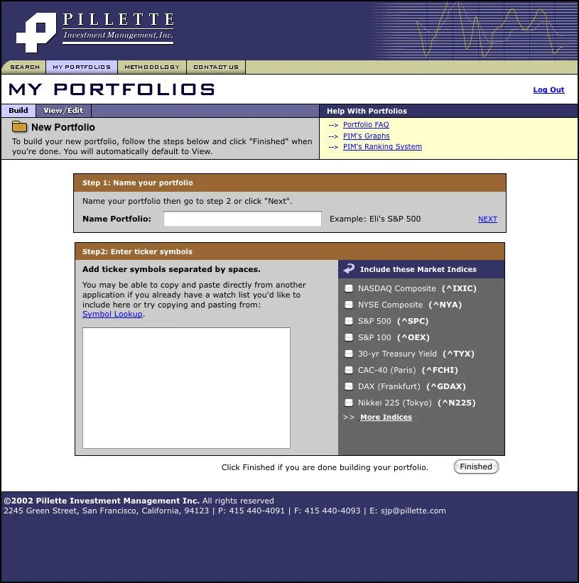 PIM Stock and Index Portfolio Builder