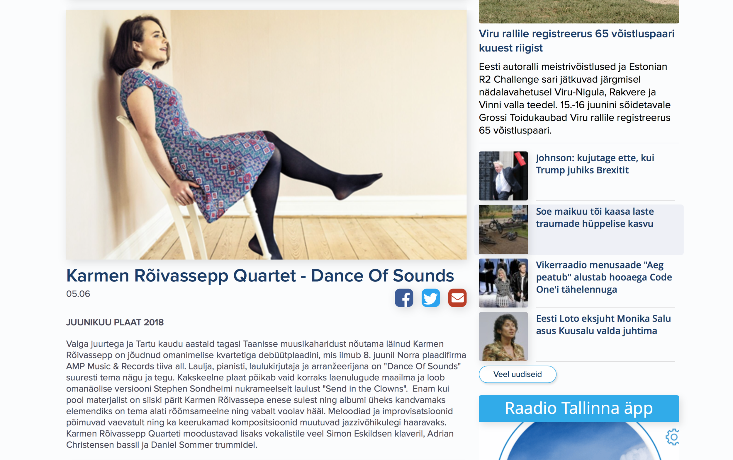 "Dance of Sounds" album of the Month on Raadio Tallinn and in Downbeat Magazine