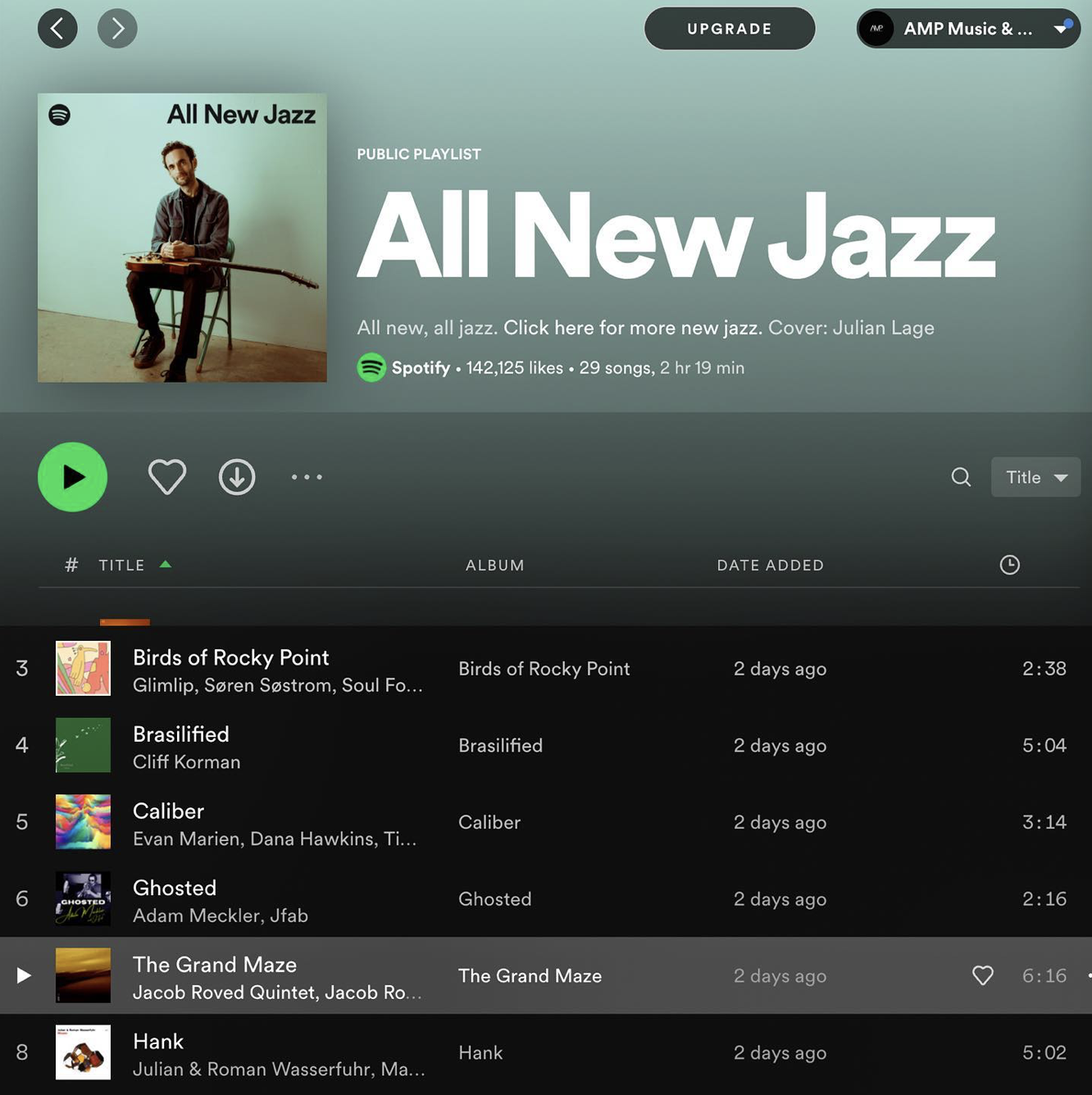 Jacob Roved Quintet feat. on Spotify's All New Jazz playlist!