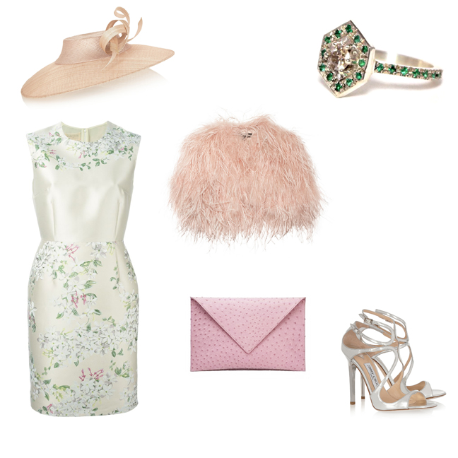 RING: GEM STEADY, HAT: NET-A-PORTER, DRESS: FAR FETCH, FEATHER SHAWL: NET-A-PORTER, CLUCTH: KATHRYN ALLEN COUTURE, HEELS: NET-A-PORTER