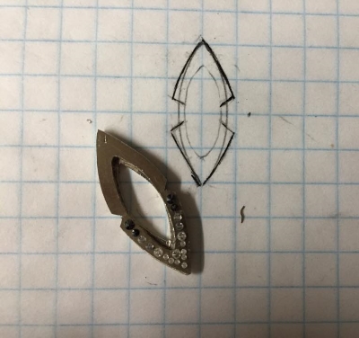  Mapping out our diamond placement. Some of them were as small as .75mm! 