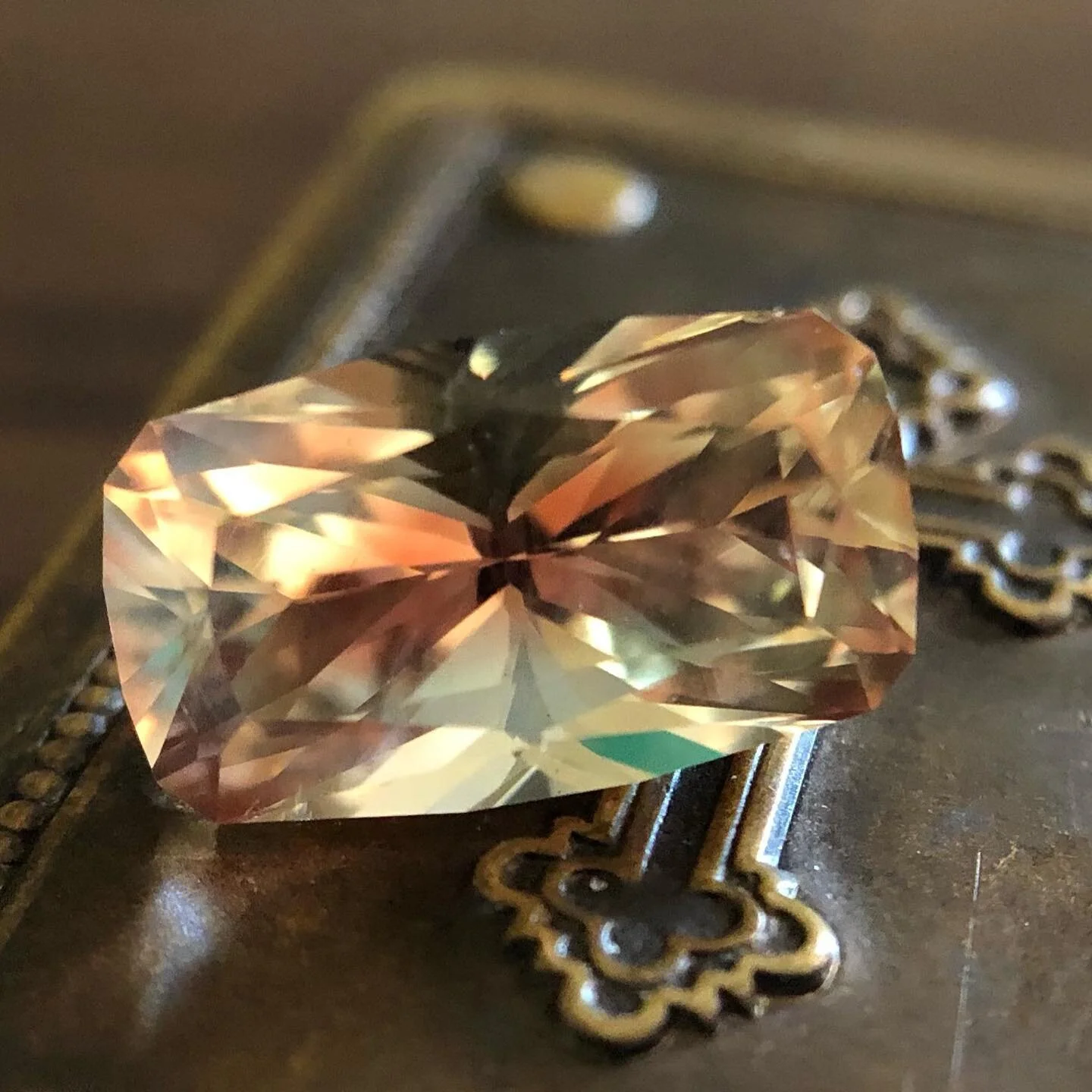 My first sunstone ☀️ 
Cutting gems has been such a rewarding and fulfilling addition to our repertoire. My heart literally flutters when I begin polishing the first facet. It seems surreal that this is my job, and that is something I thank God for ev