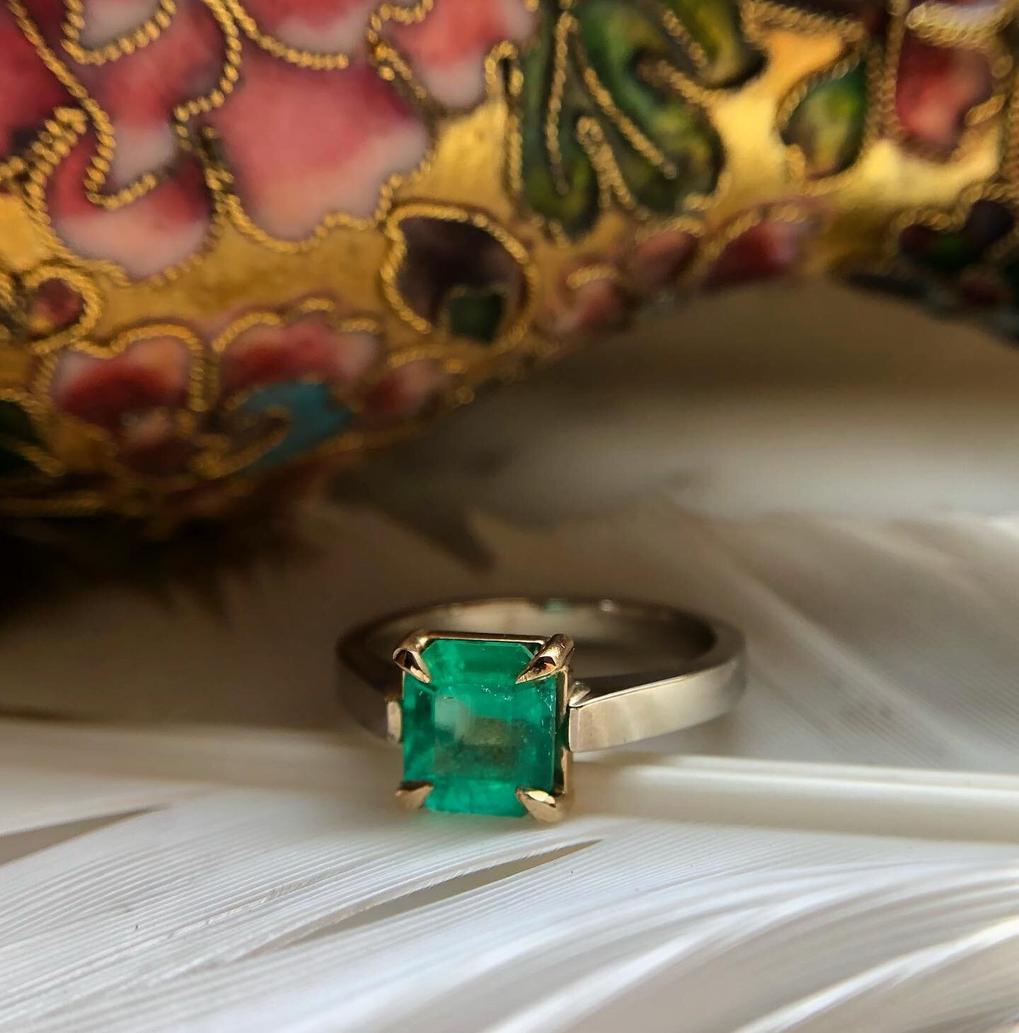 This months birthstone is 😍💚😍
We love emerald so much, even though it&rsquo;s impossible to capture this gems true beauty on camera. 
This ring was custom made in a mix of 14k white and yellow gold and is not for sale. Send us a message to inquire