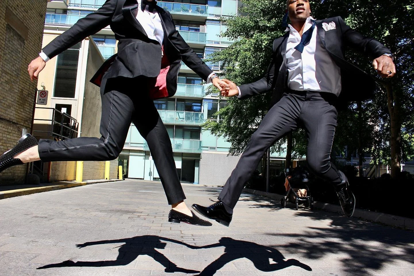 All love is handsome. 
Perfectly suited for #nationalboyfriendday taken from #behindthescenes yesterday, shooting for a larger than life #tuxedo #painting day 1 w/ @1kylemottley and @erikpaige 
🖤🤍🖤🤍🖤🤍