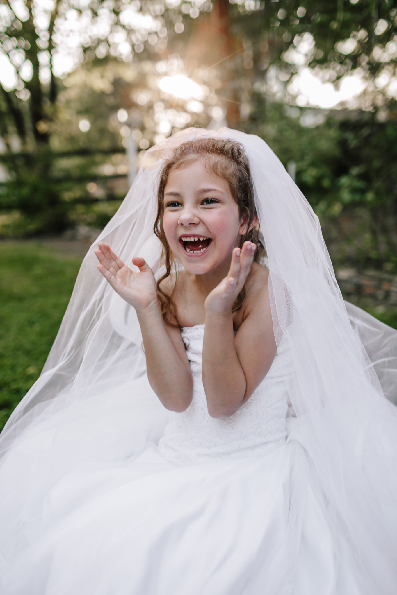 Daughter wearing top mother's wedding dress