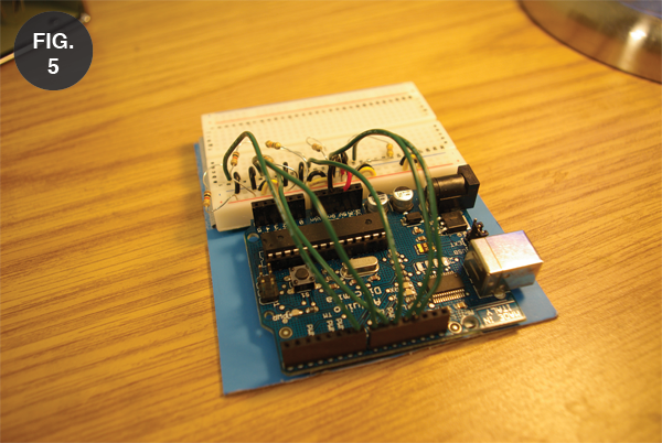 Different angle on the Arduino board in the main physical body.