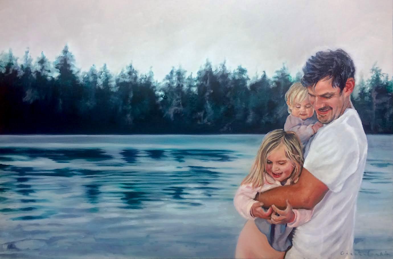 DAD'S EMBRACE // OIL ON CANVAS // 18" X 28" // 1800 // SOLD