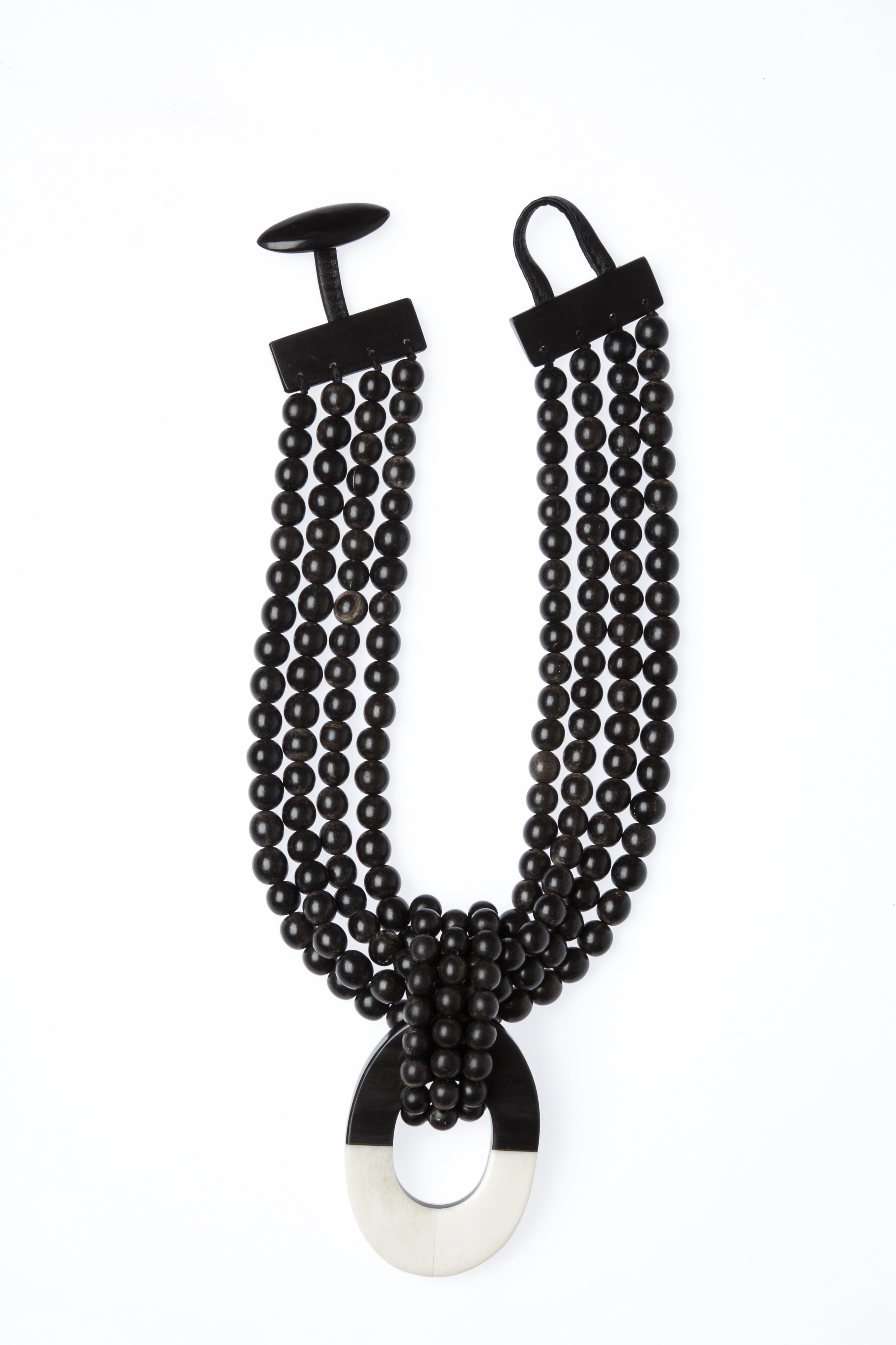 Oval Horn & Bone Pendant Necklace